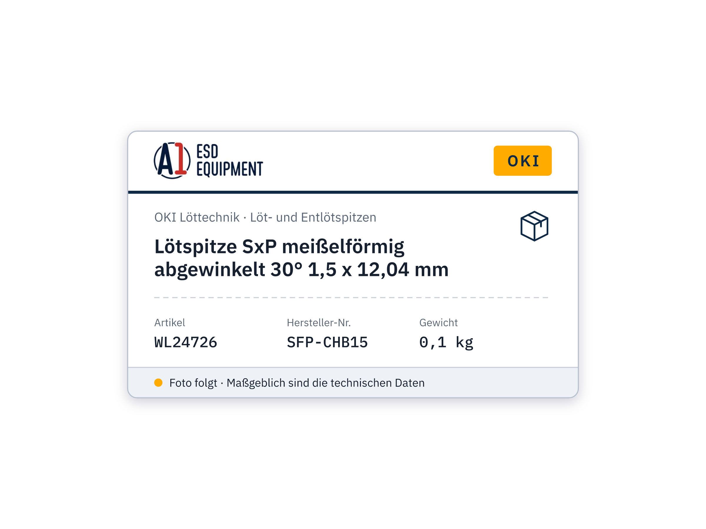 Lötspitze SxP meißelförmig abgewinkelt 30° 1,5 x 12,04 mm - Oki SFP-CHB15