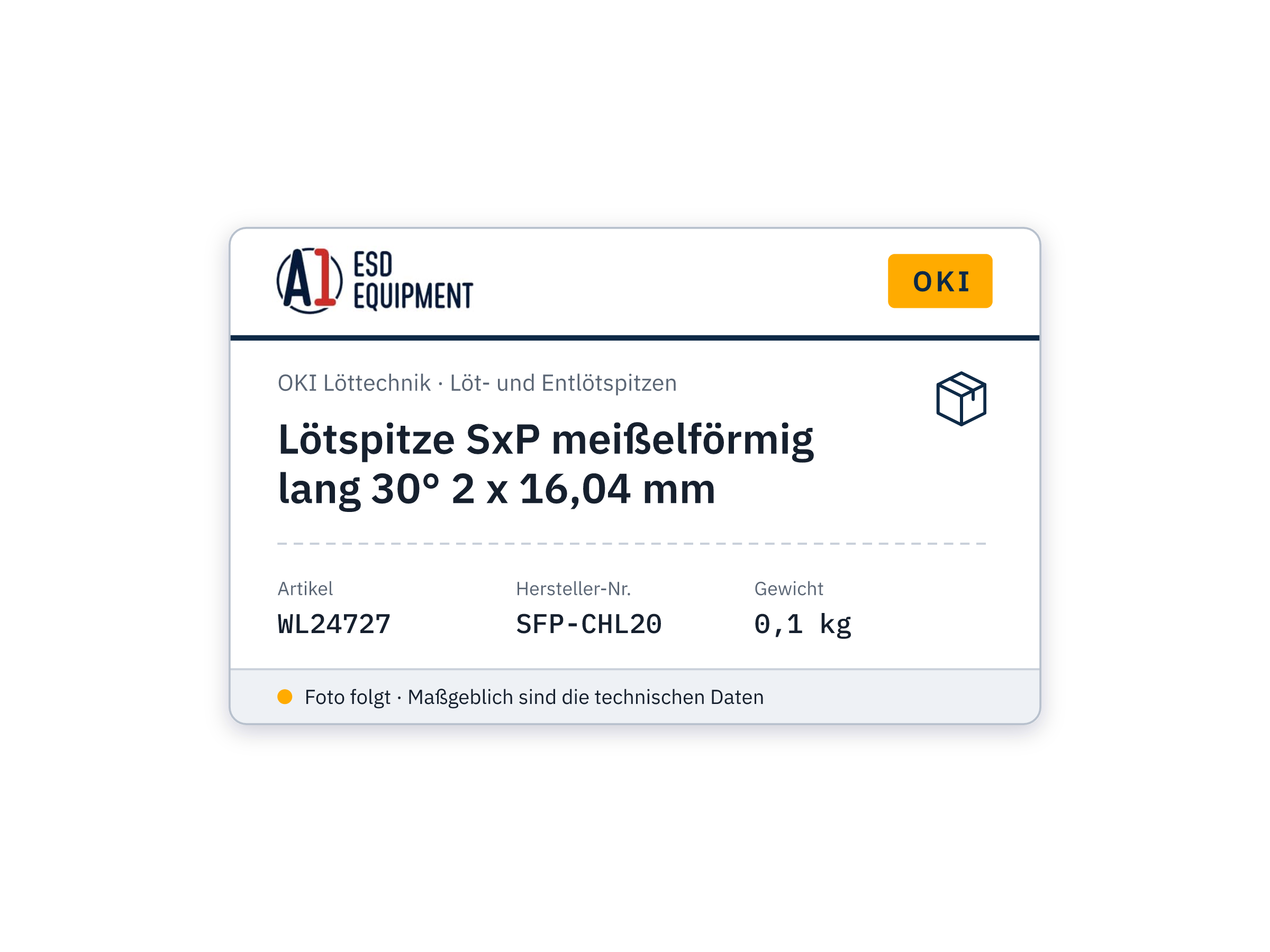 Lötspitze SxP meißelförmig lang 30° 2 x 16,04 mm - Oki SFP-CHL20