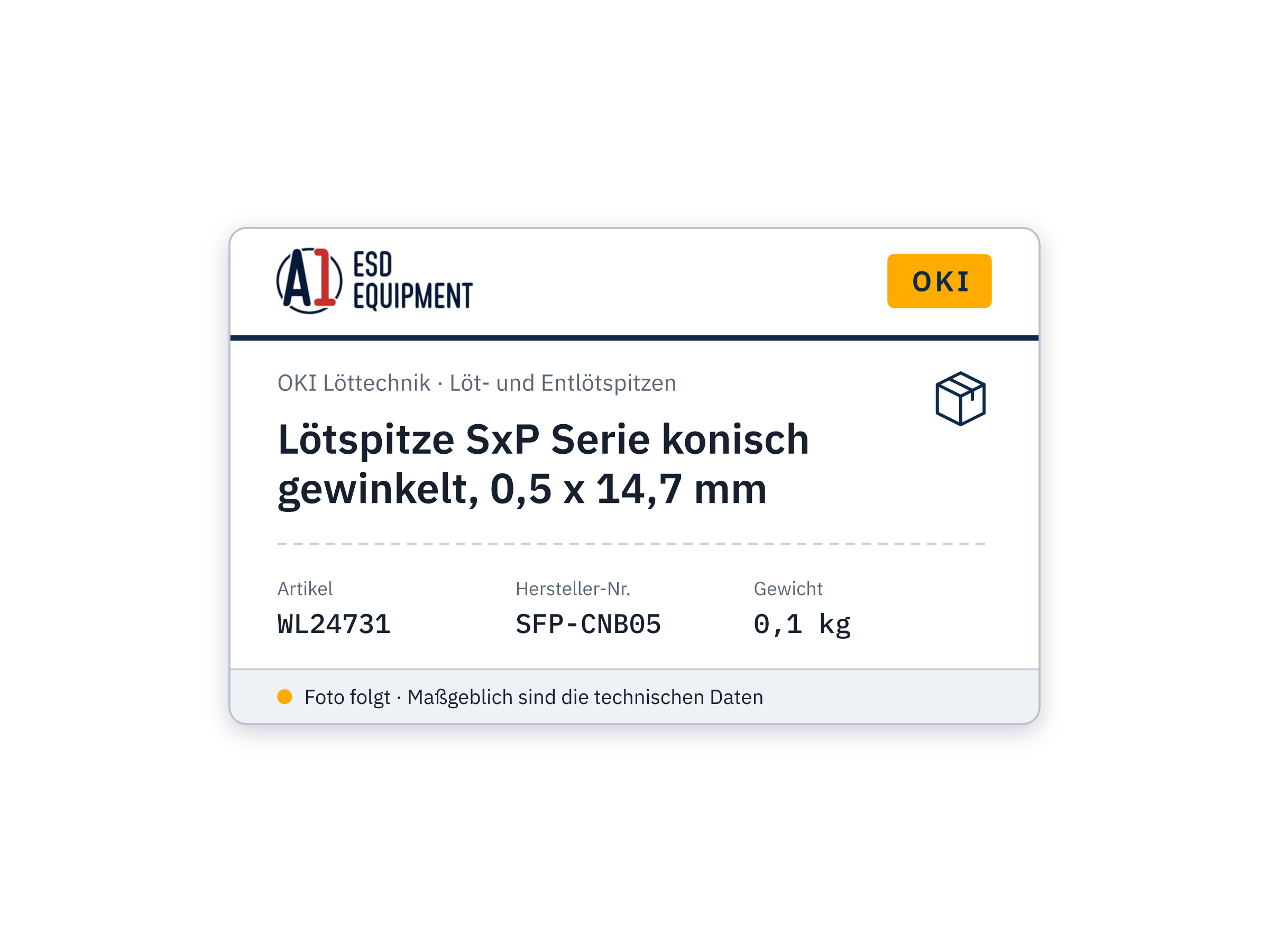 Lötspitze SxP Serie konisch gewinkelt, 0,5 x 14,7 mm - Oki SFP-CNB05