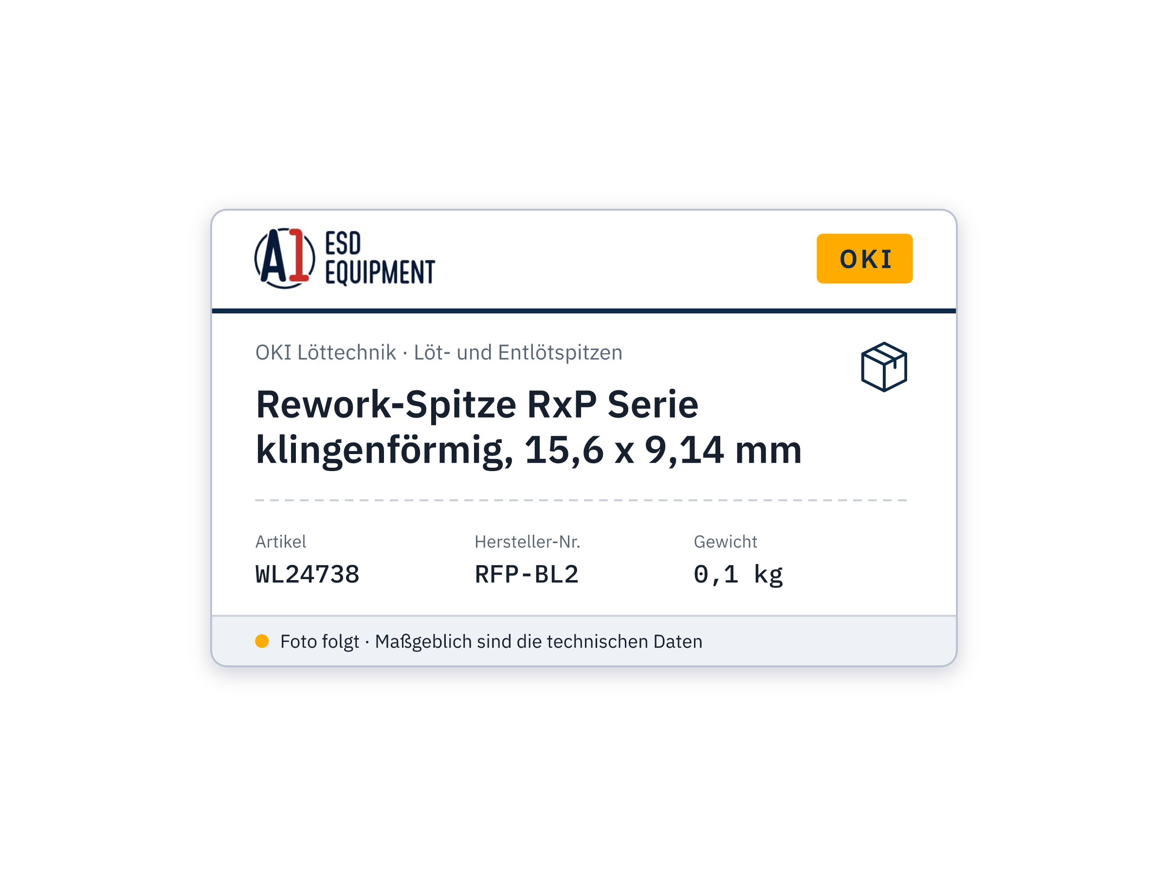 Rework tip RxP Series blade-shaped, 15.6 x 9.14 mm - Oki RFP-BL2