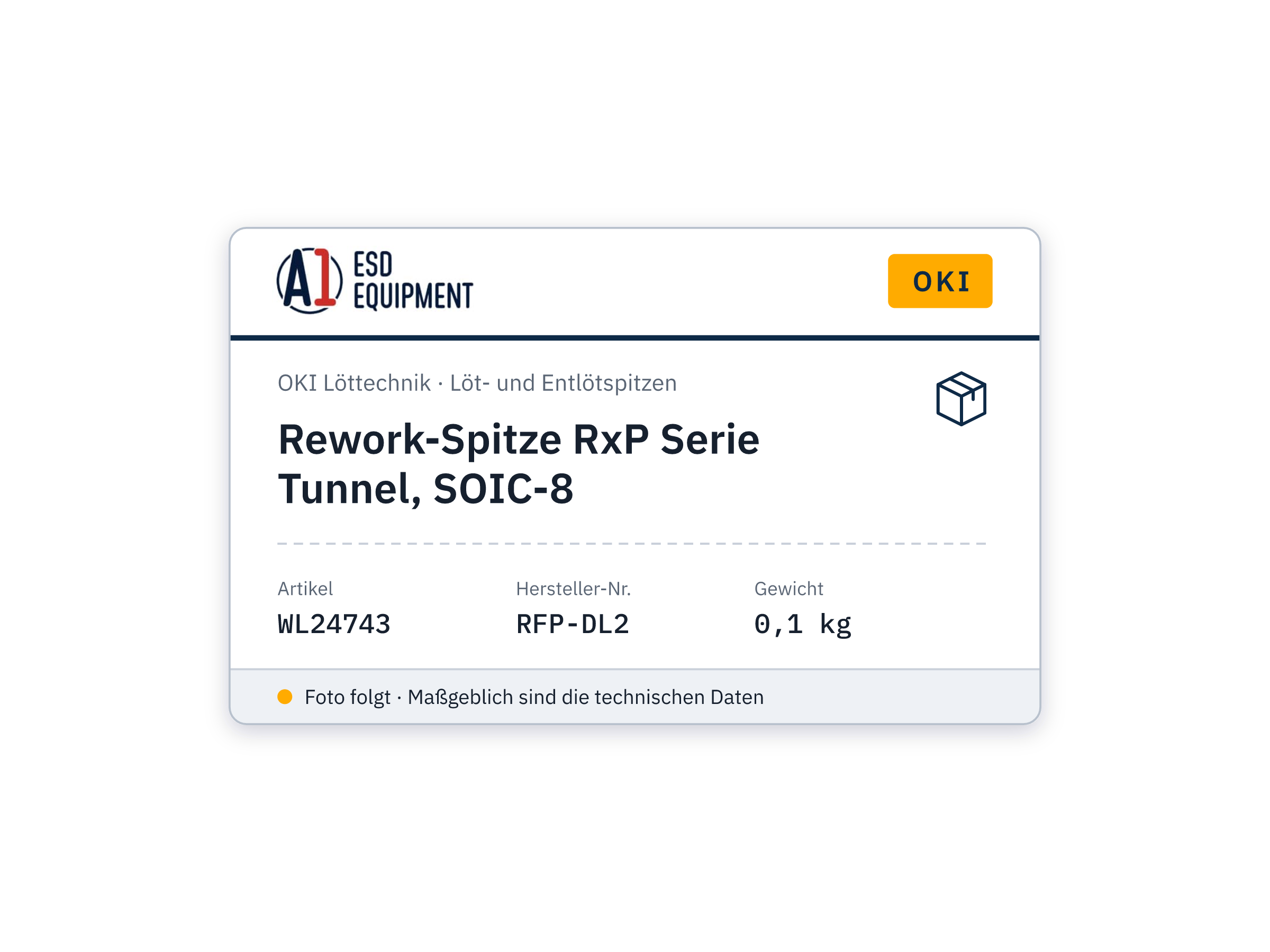 Rework tip RxP Series tunnel, SOIC-8 - Oki RFP-DL2