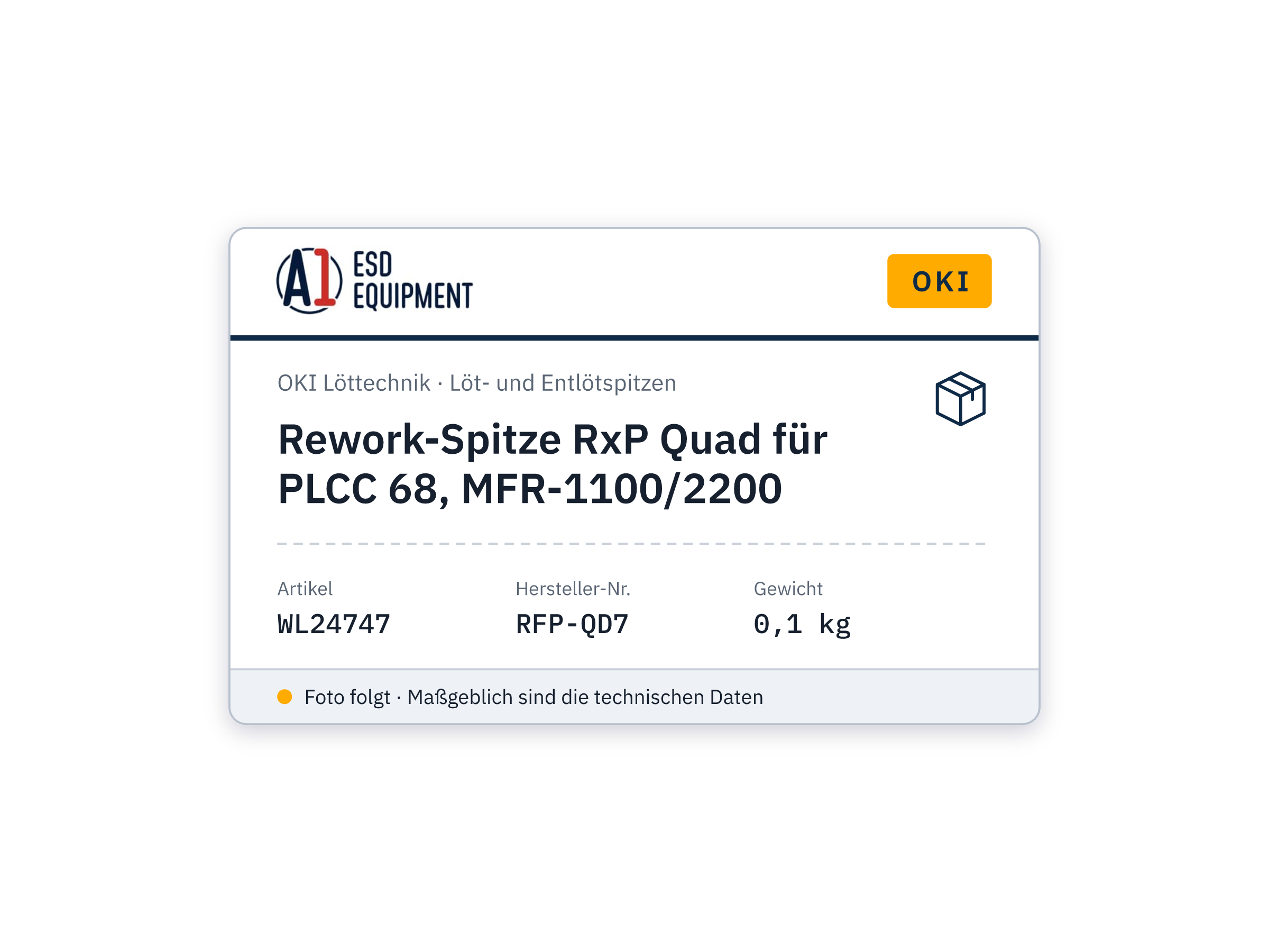 Rework tip RxP Quad for PLCC 68, MFR-1100/2200 - Oki RFP-QD7