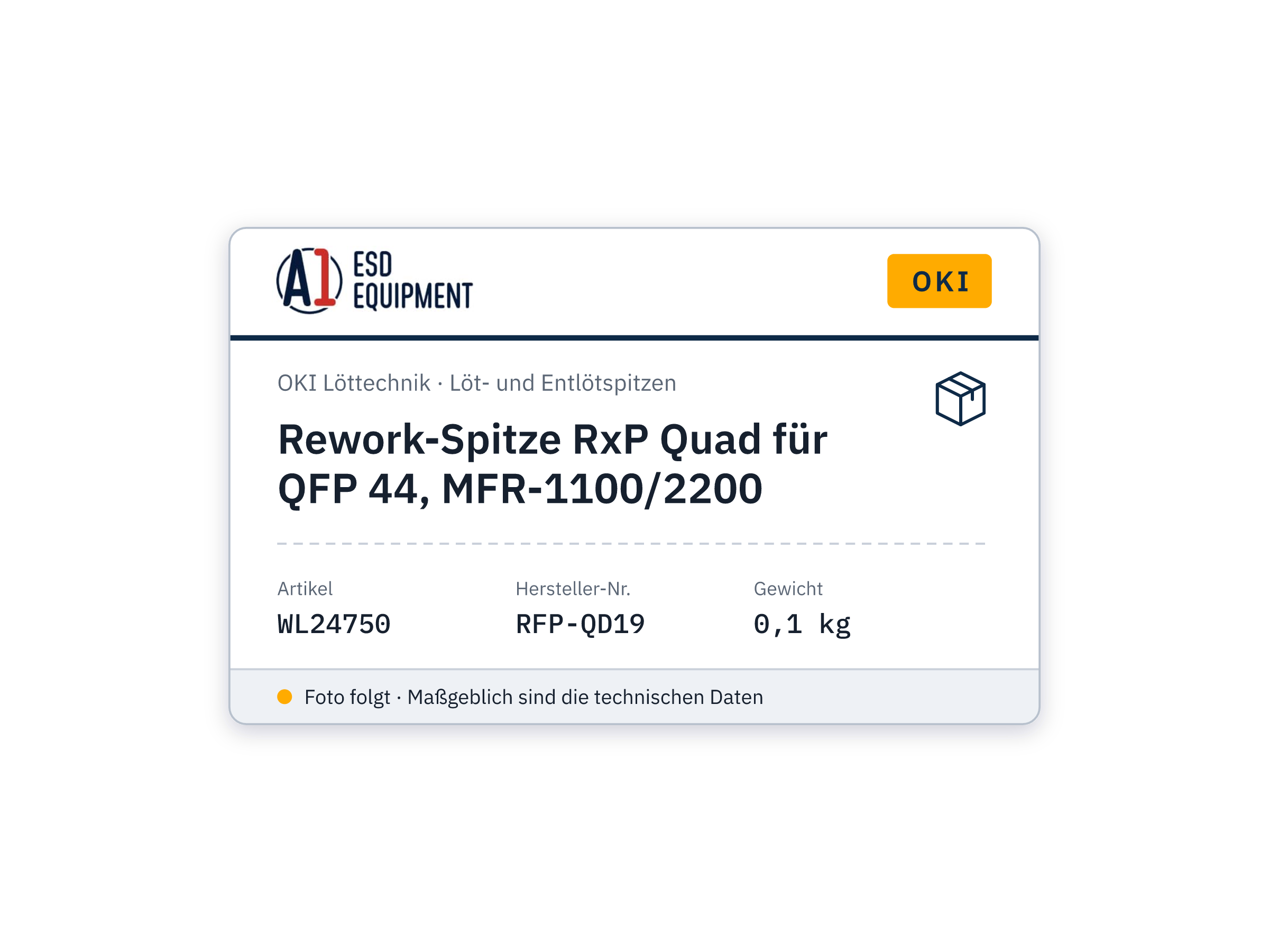 Rework tip RxP Quad for QFP 44, MFR-1100/2200 - Oki RFP-QD19