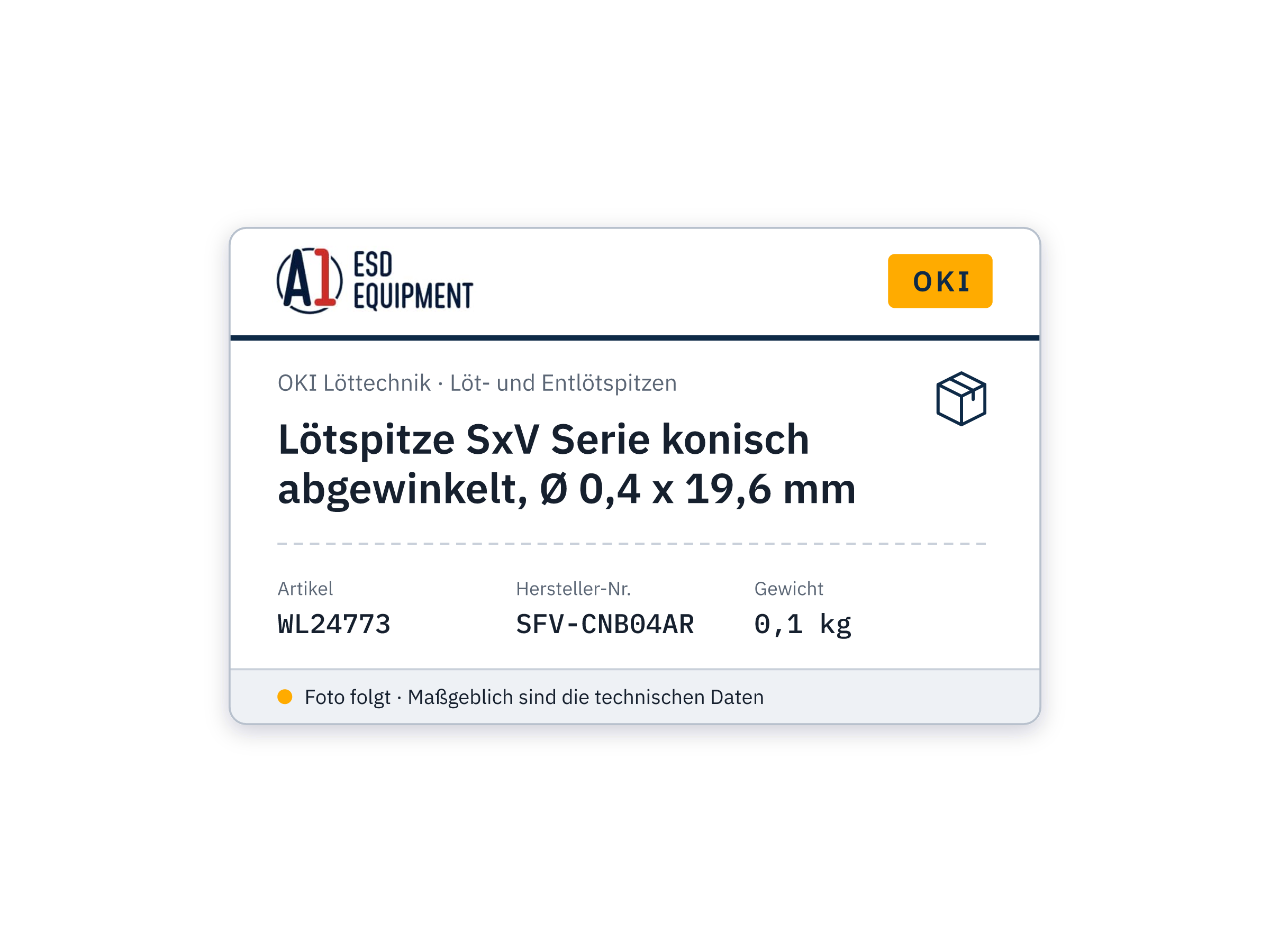 Lötspitze SxV Serie konisch abgewinkelt, Ø 0,4 x 19,6 mm - Oki SFV-CNB04AR