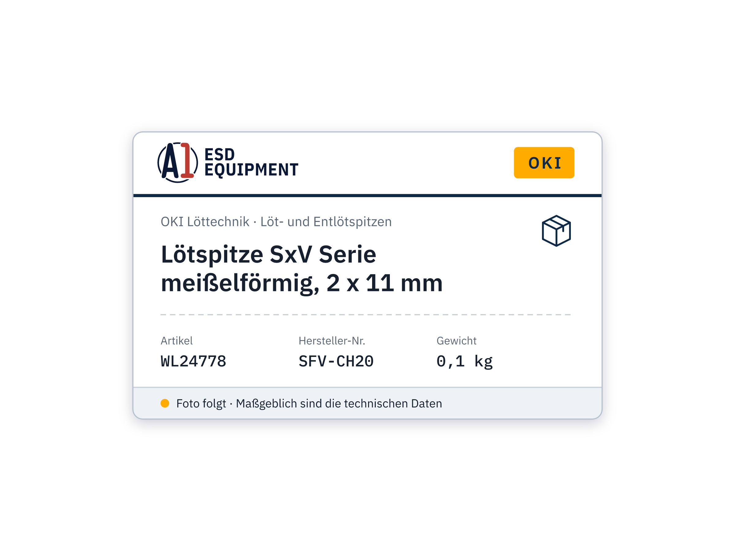 Panne à souder série SxV plate, 2 x 11 mm - Oki SFV-CH20