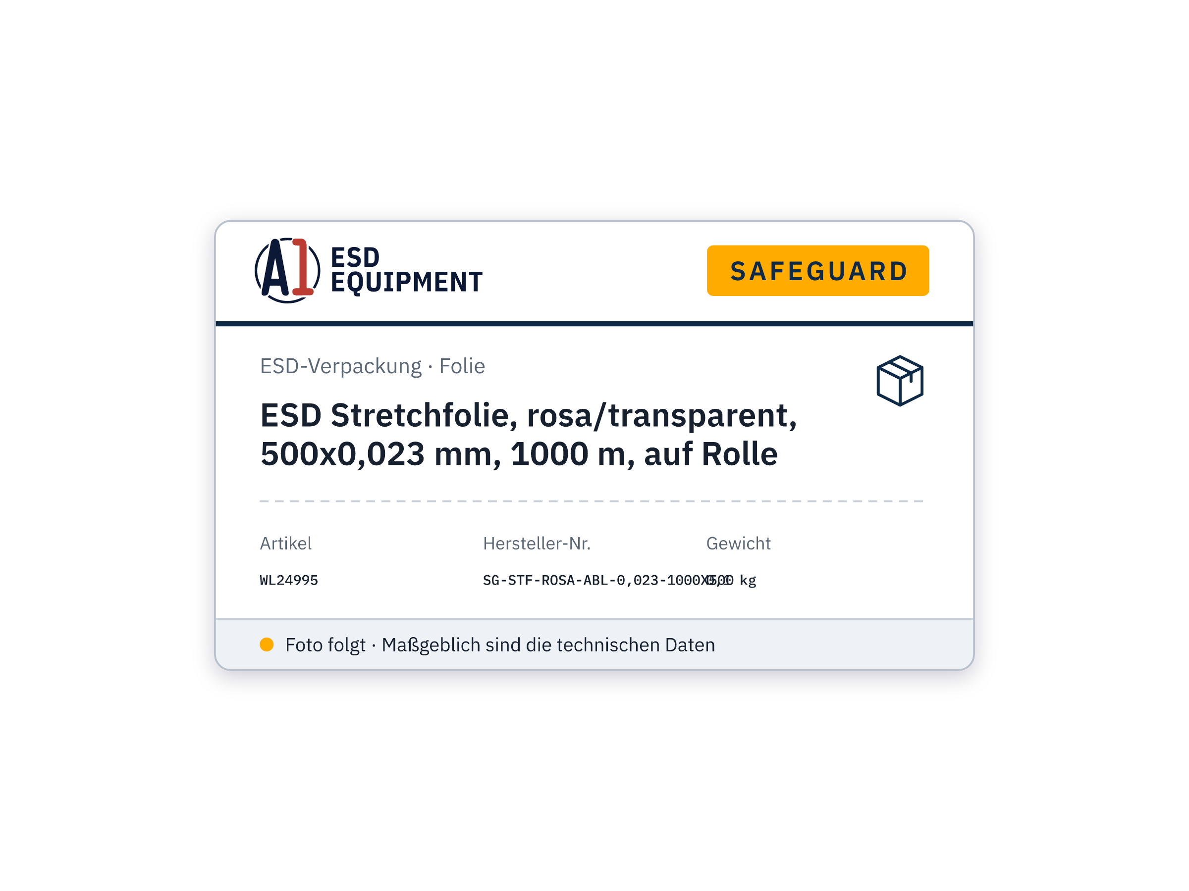 ESD Stretchfolie, rosa/transparent, 500x0,023 mm, 1000 m, auf Rolle