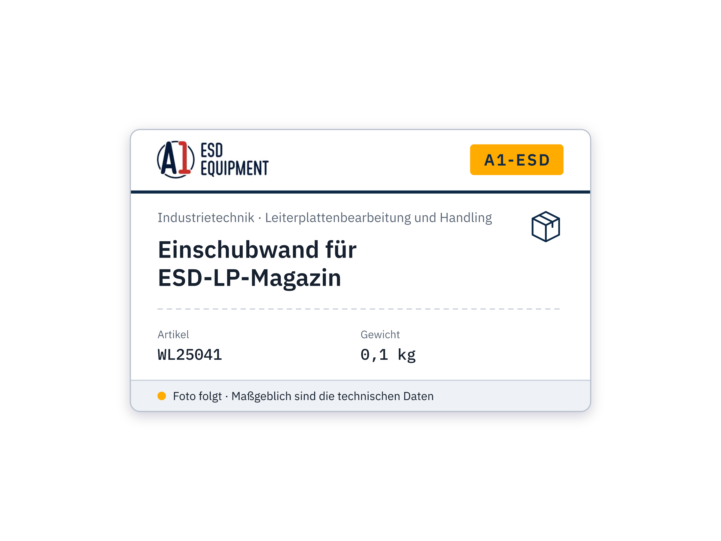 Einschubwand für ESD-LP-Magazin