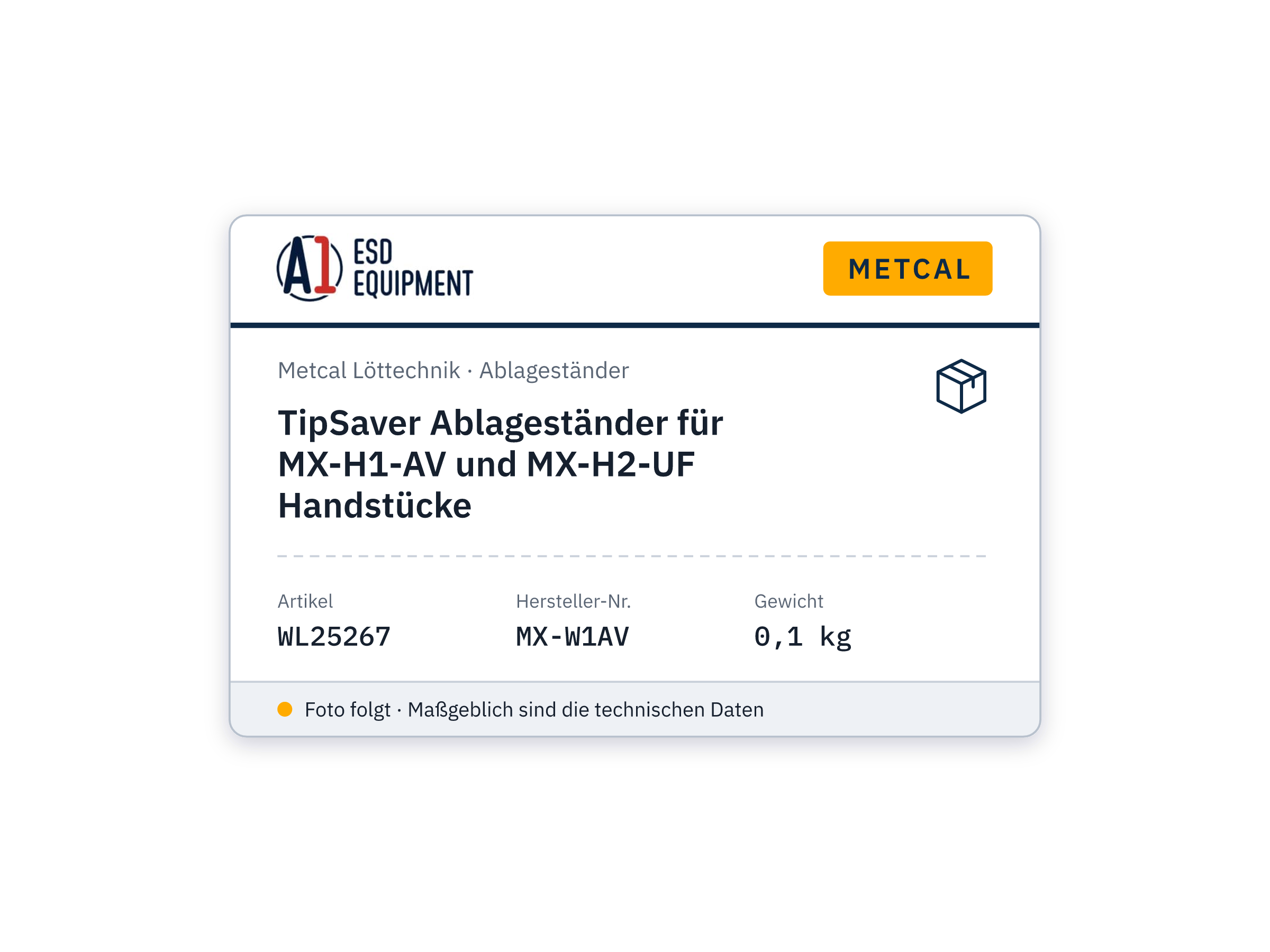 TipSaver Ablageständer für MX-H1-AV und MX-H2-UF Handstücke - Metcal MX-W1AV