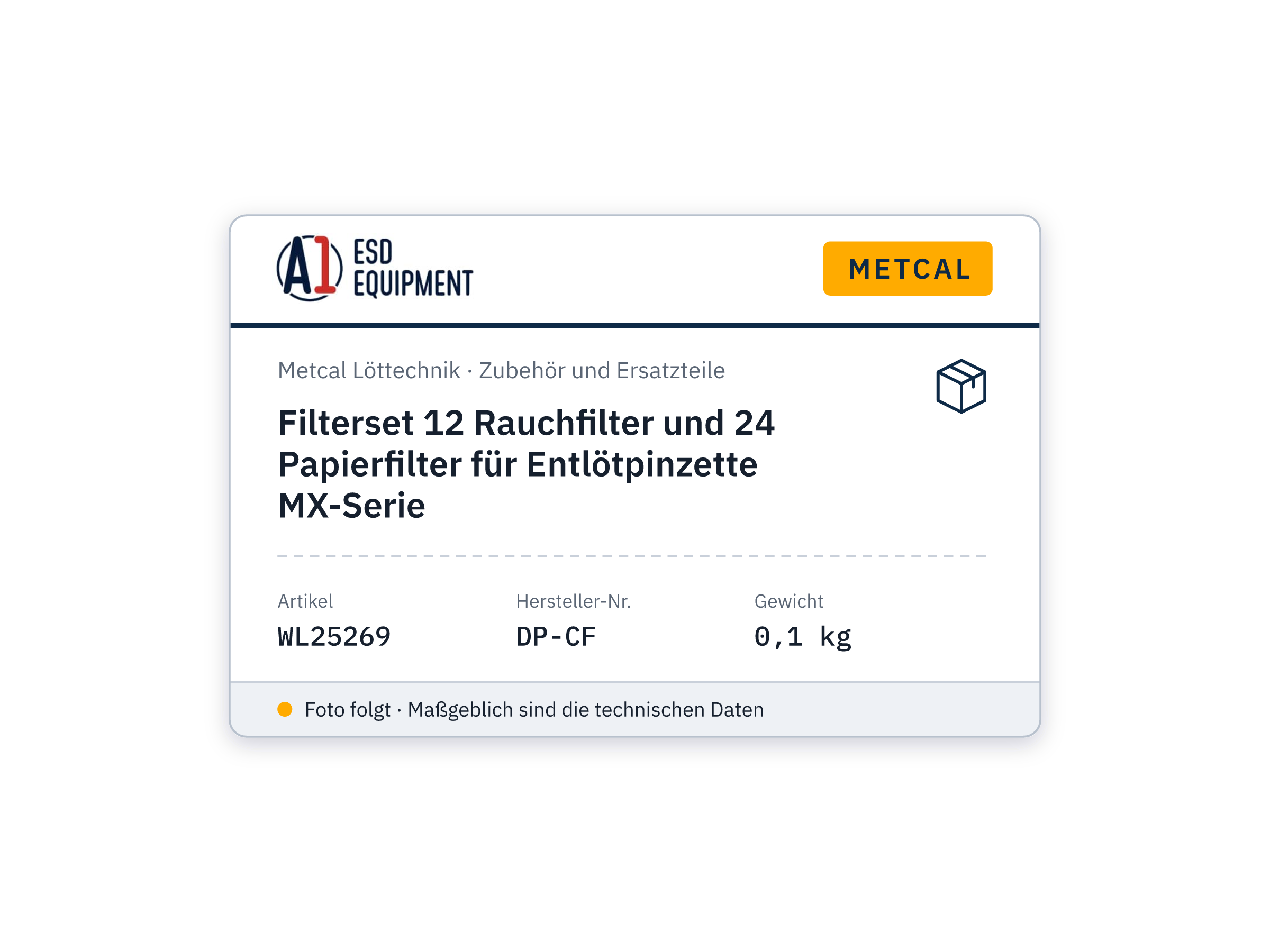 Filterset 12 Rauchfilter und 24 Papierfilter für Entlötpinzette MX-Serie - Metcal DP-CF