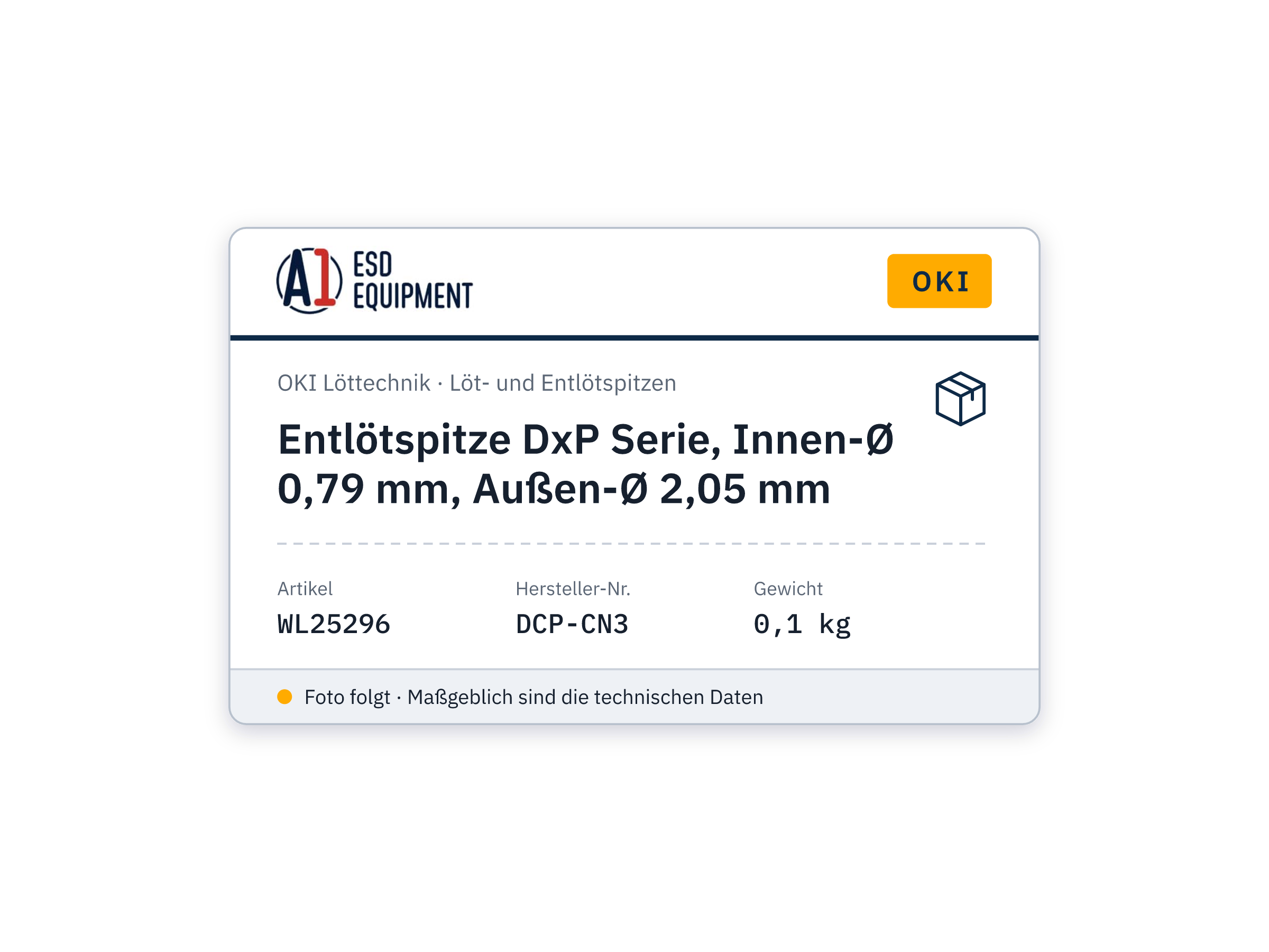 Entlötspitze DxP Serie, Innen-Ø 0,79 mm, Außen-Ø 2,05 mm - Oki DCP-CN3