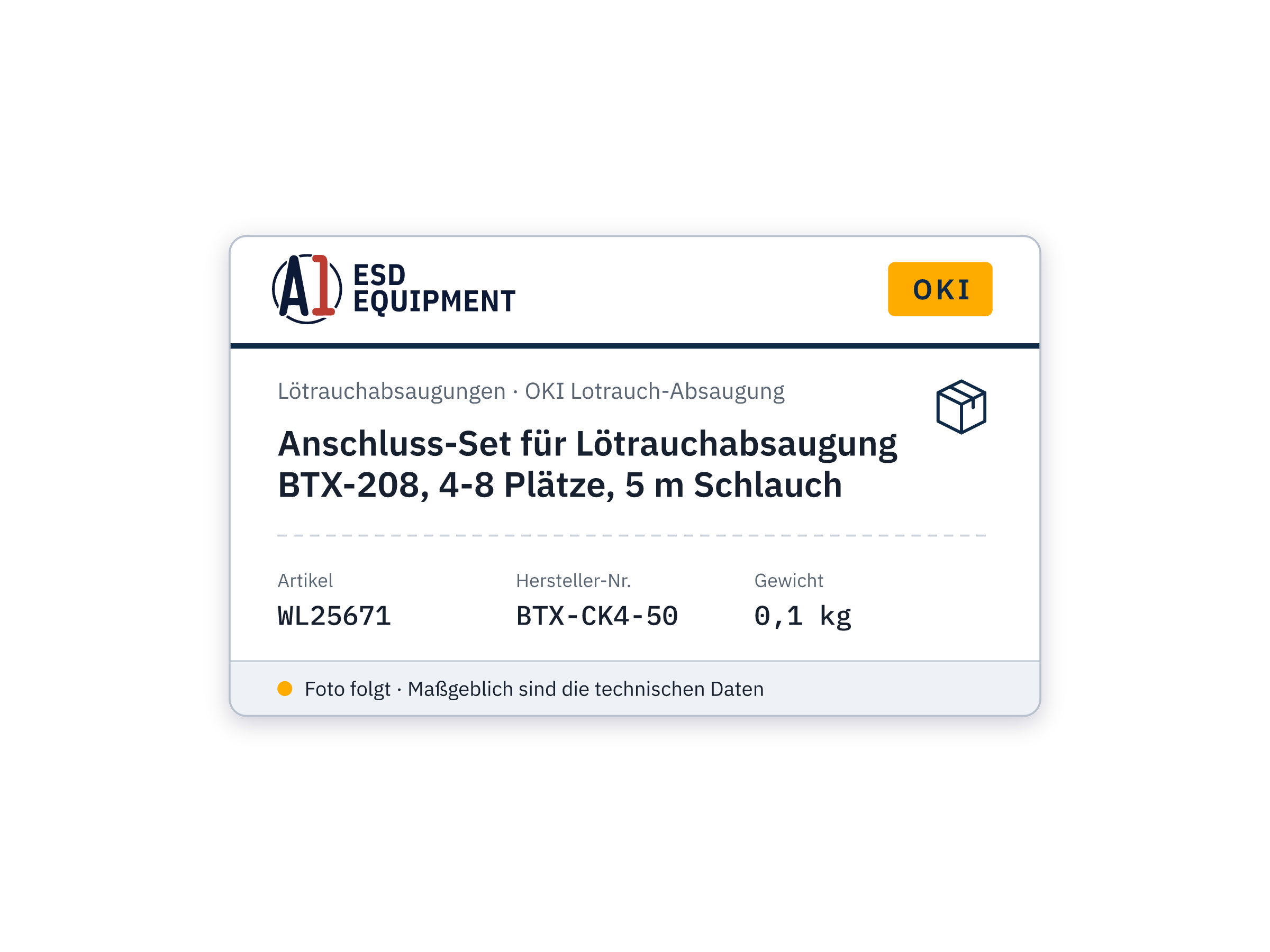 Anschluss-Set für Lötrauchabsaugung BTX-208, 4-8 Plätze, 5 m Schlauch - Oki BTX-CK4-50