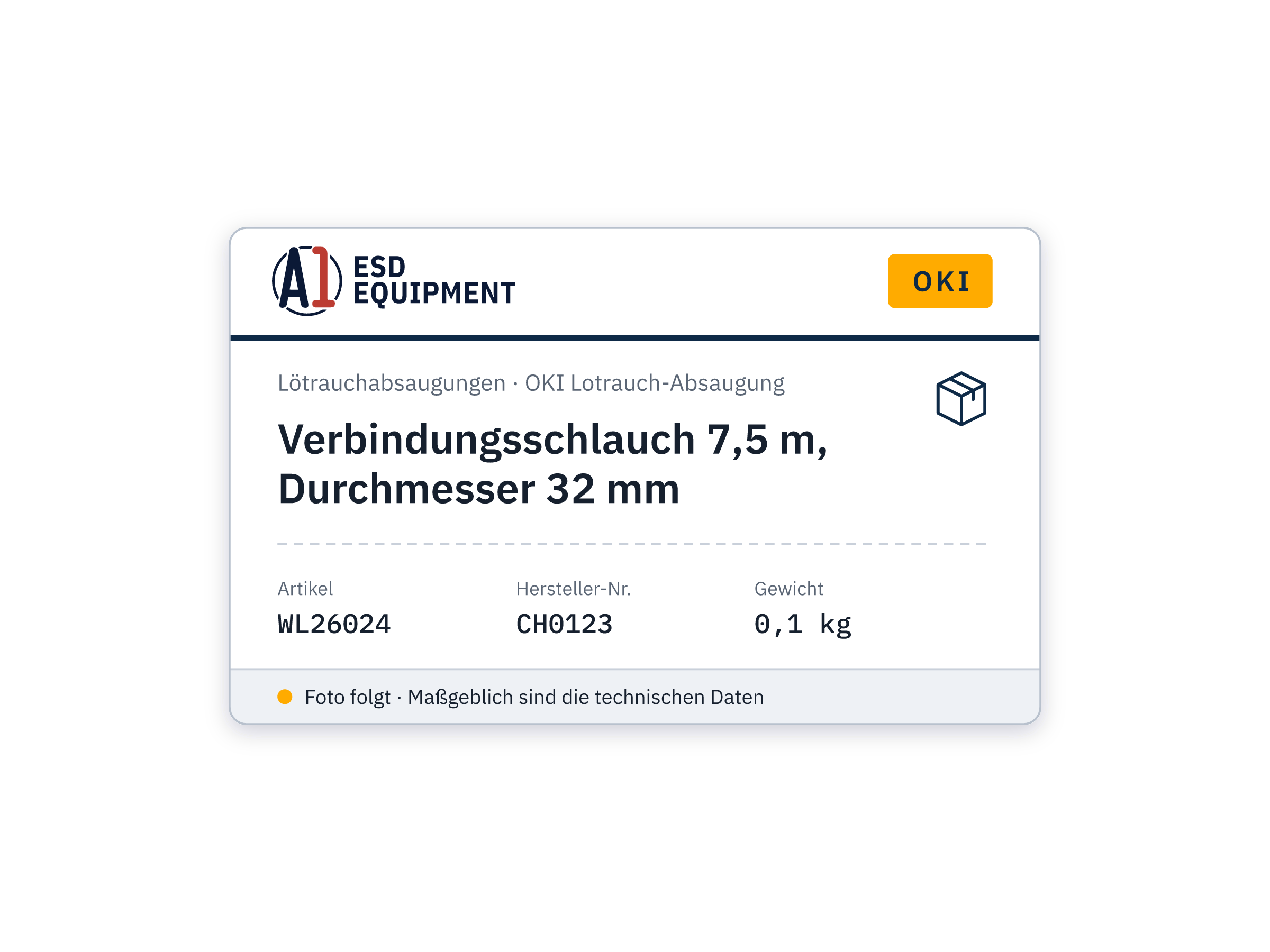 Verbindungsschlauch 7,5 m, Durchmesser 32 mm - Oki CH0123