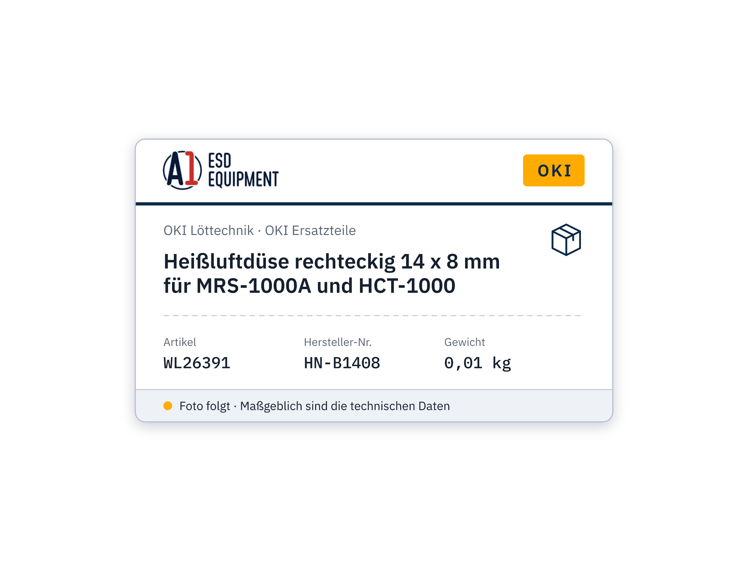 Heißluftdüse rechteckig 14 x 8 mm für MRS-1000A und HCT-1000 - Oki HN-B1408