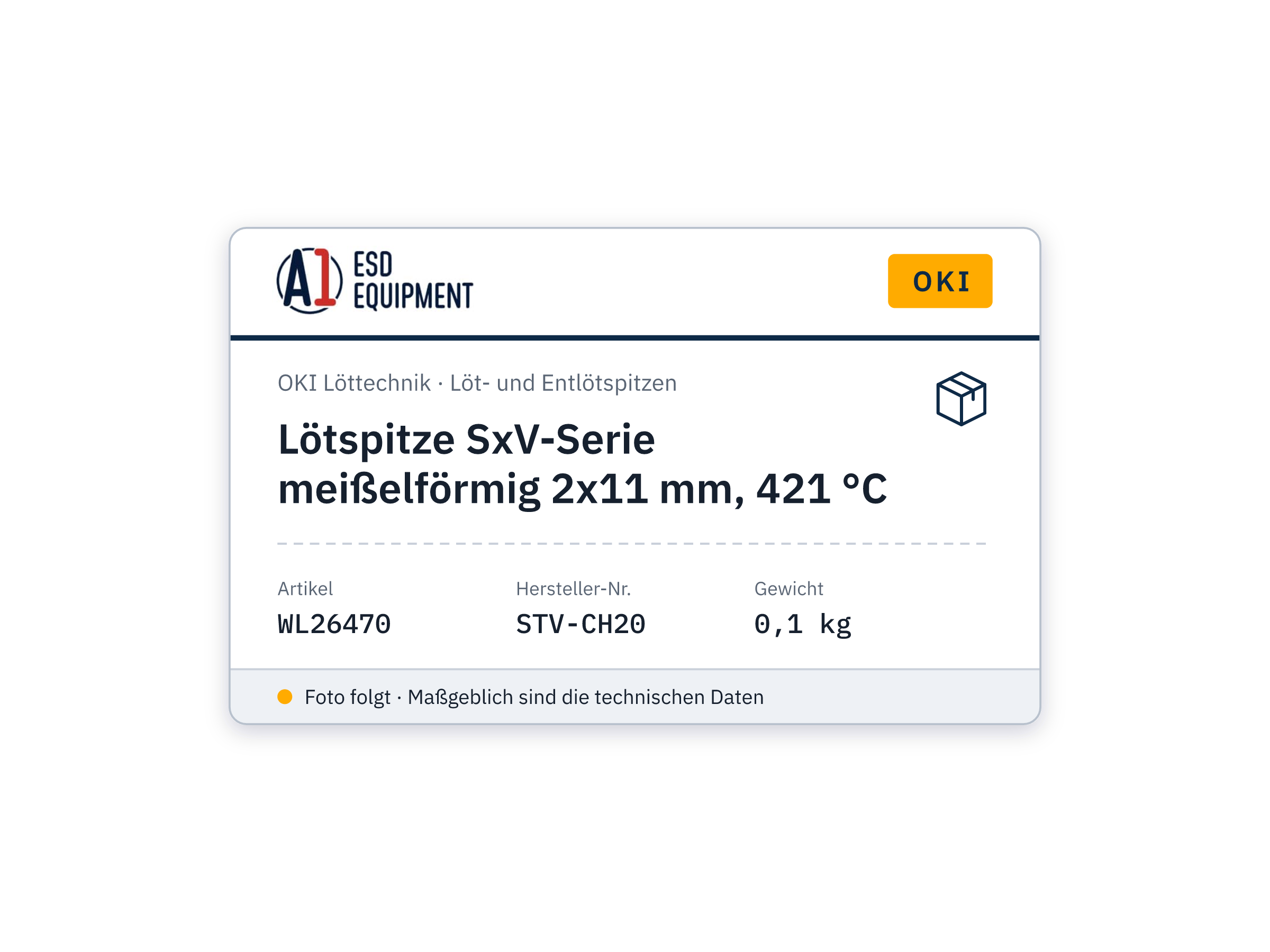 Lötspitze SxV-Serie meißelförmig 2x11 mm, 421 °C - Oki STV-CH20