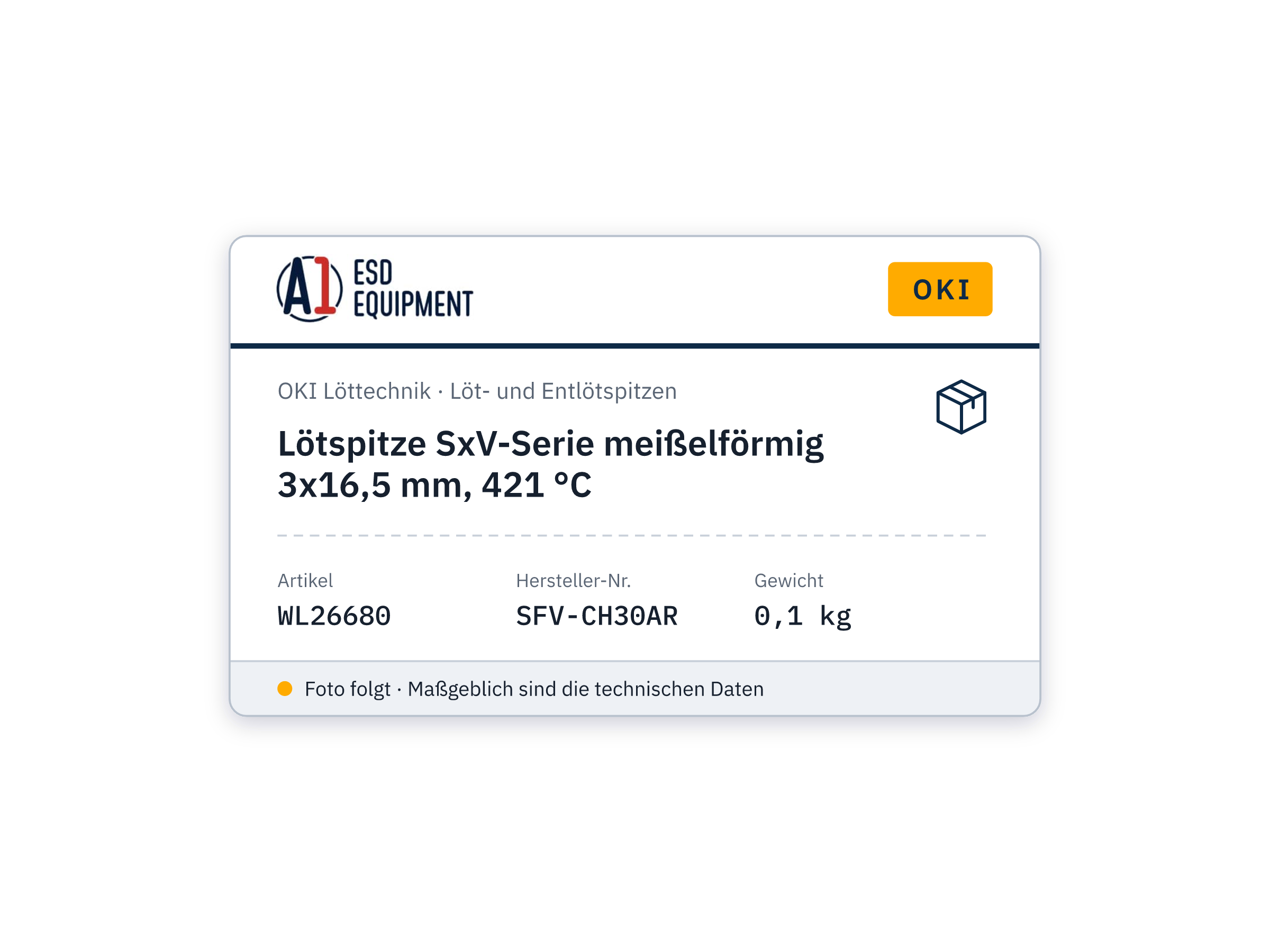 Panne à souder série SxV en biseau 3x16.5 mm, 421 °C - Oki SFV-CH30AR