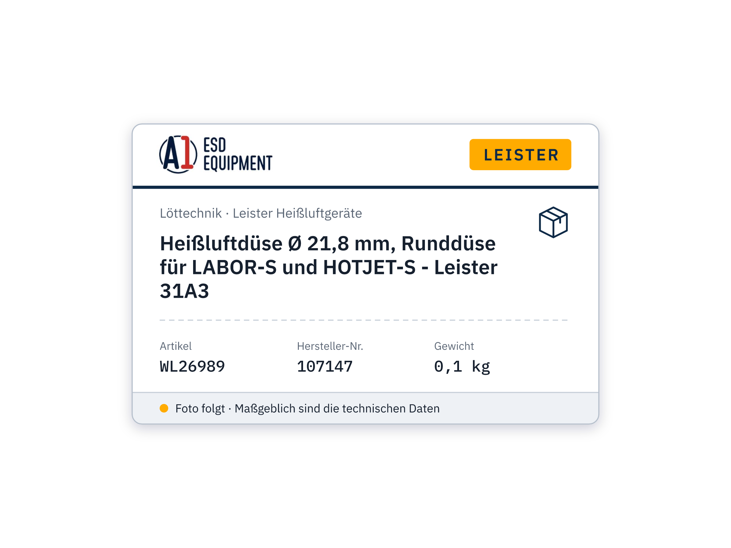 Hot air nozzle Ø 21,8 mm, round nozzle for LABOR-S and HOTJET-S - Leister 31A3