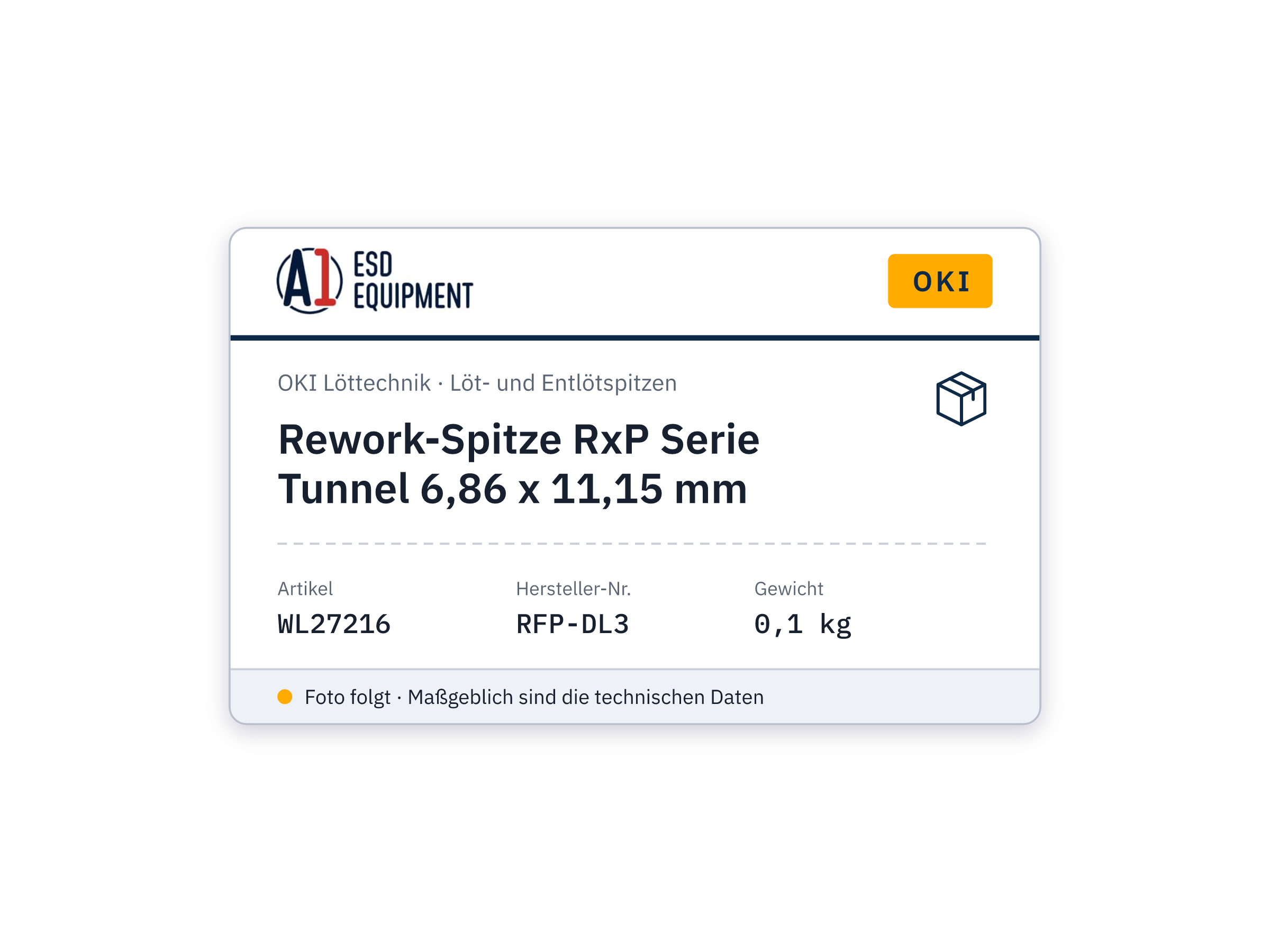 Rework tip RxP series tunnel 6,86 x 11,15 mm - Oki RFP-DL3