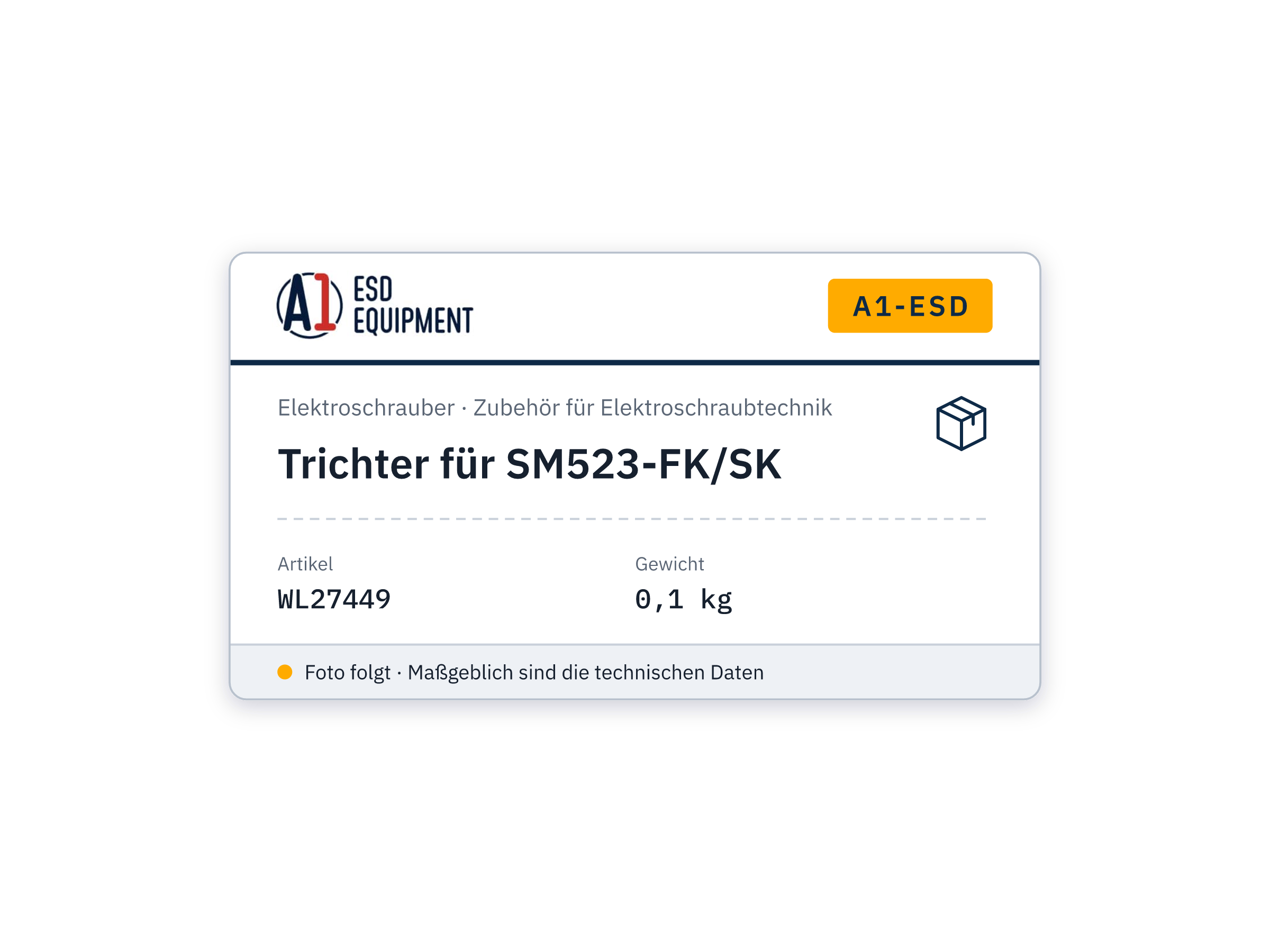 Trichter für SM523-FK/SK