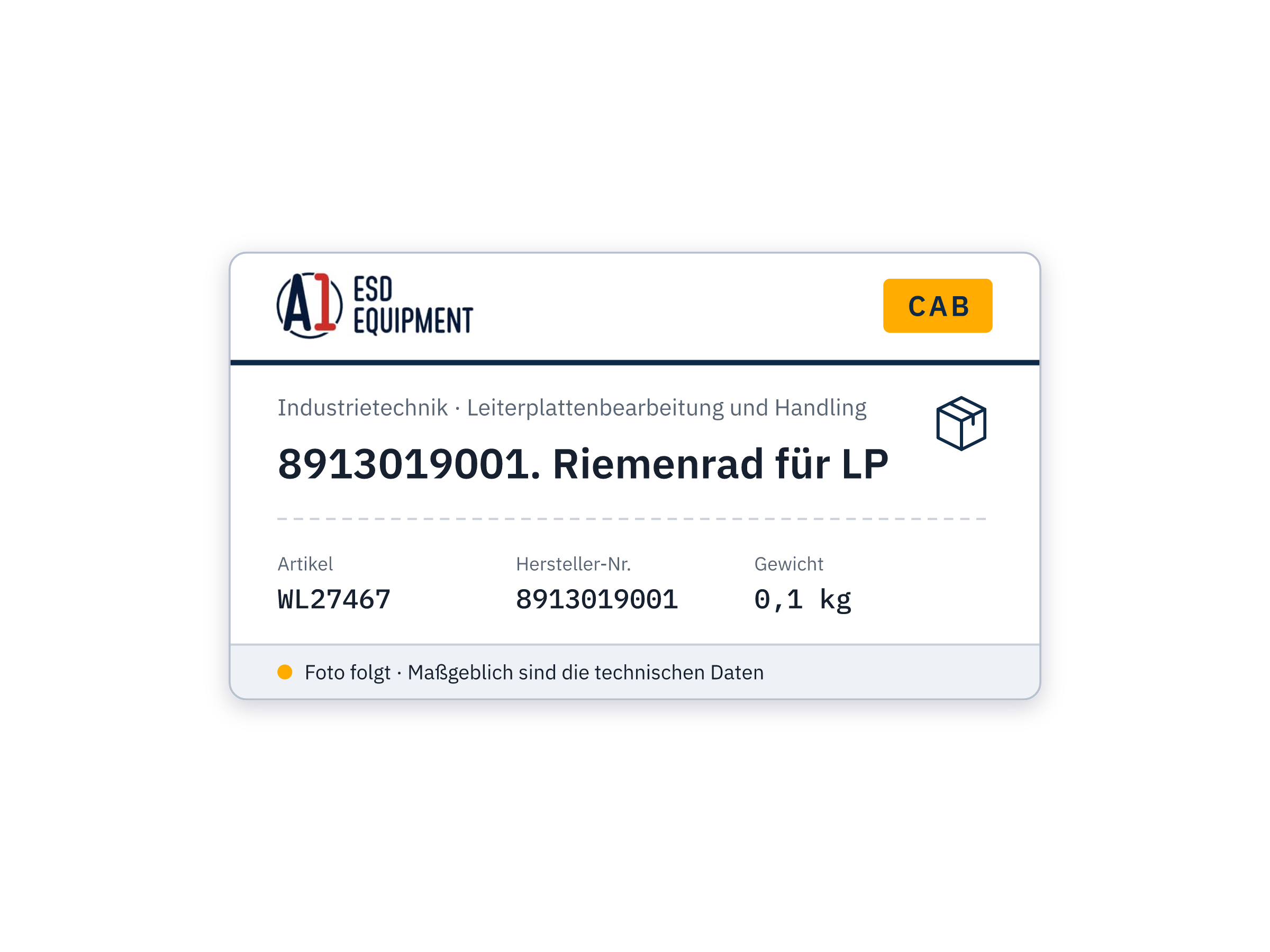 Cab 8913019001. Riemenrad für LP