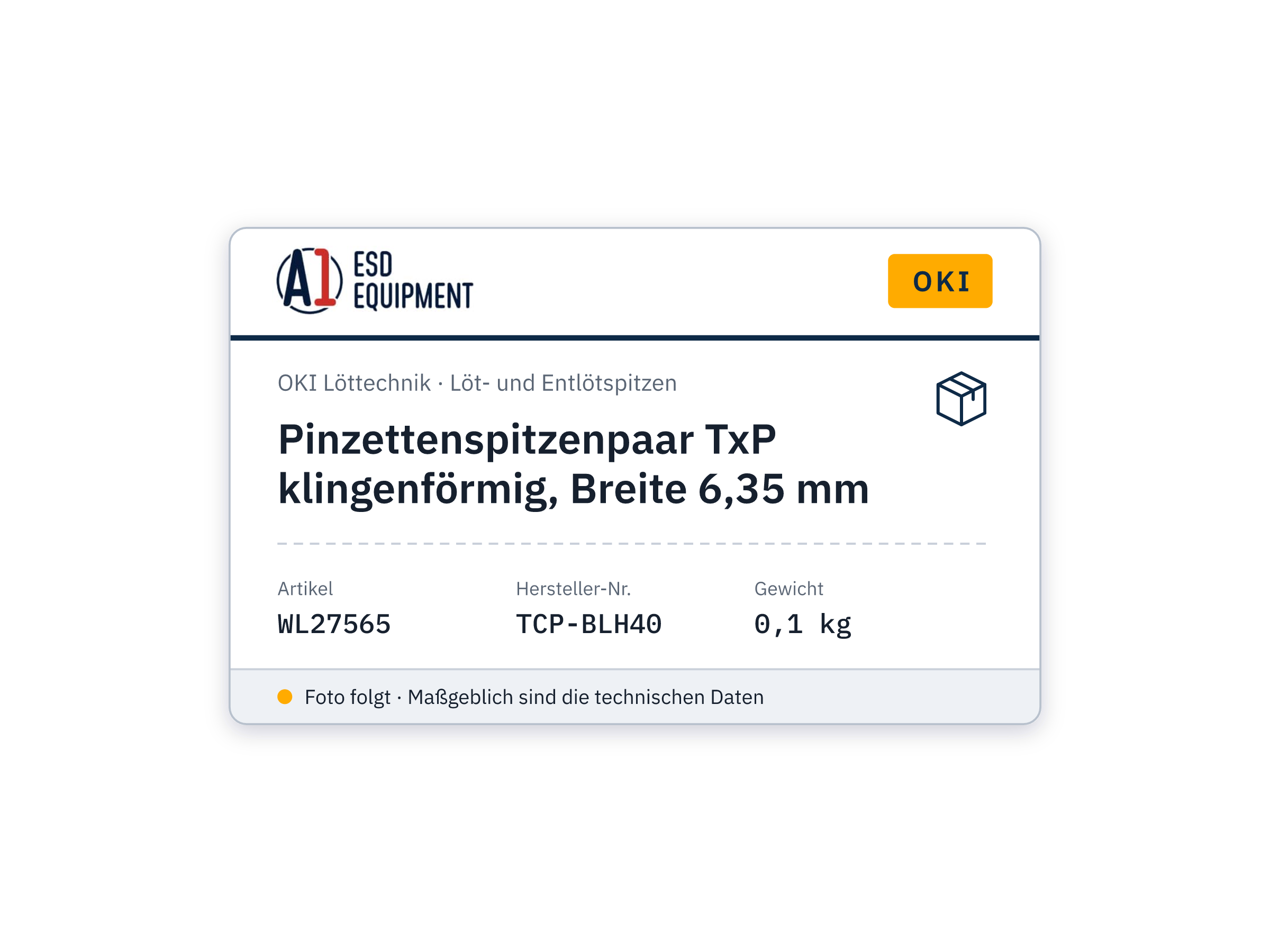 Pinzettenspitzenpaar TxP klingenförmig, Breite 6,35 mm - Oki TCP-BLH40
