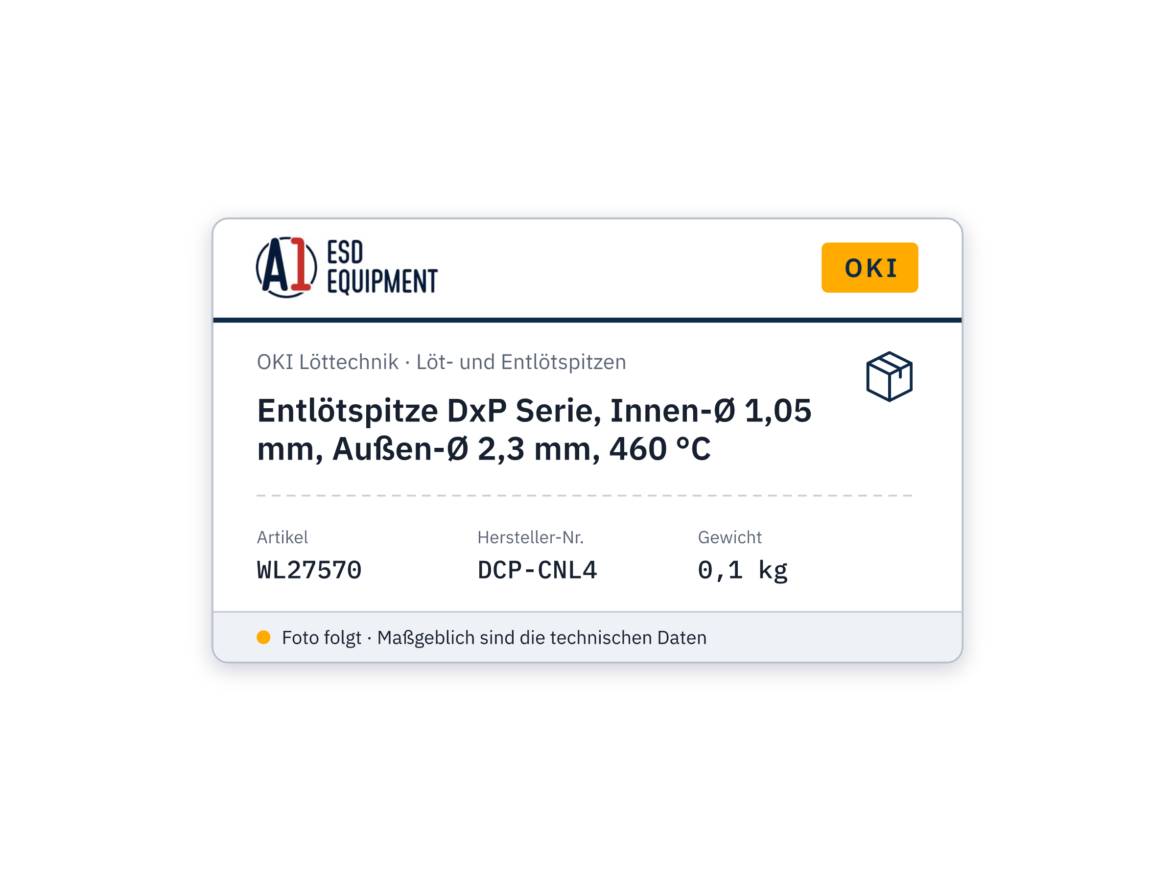 Entlötspitze DxP Serie, Innen-Ø 1,05 mm, Außen-Ø 2,3 mm, 460 °C - Oki DCP-CNL4