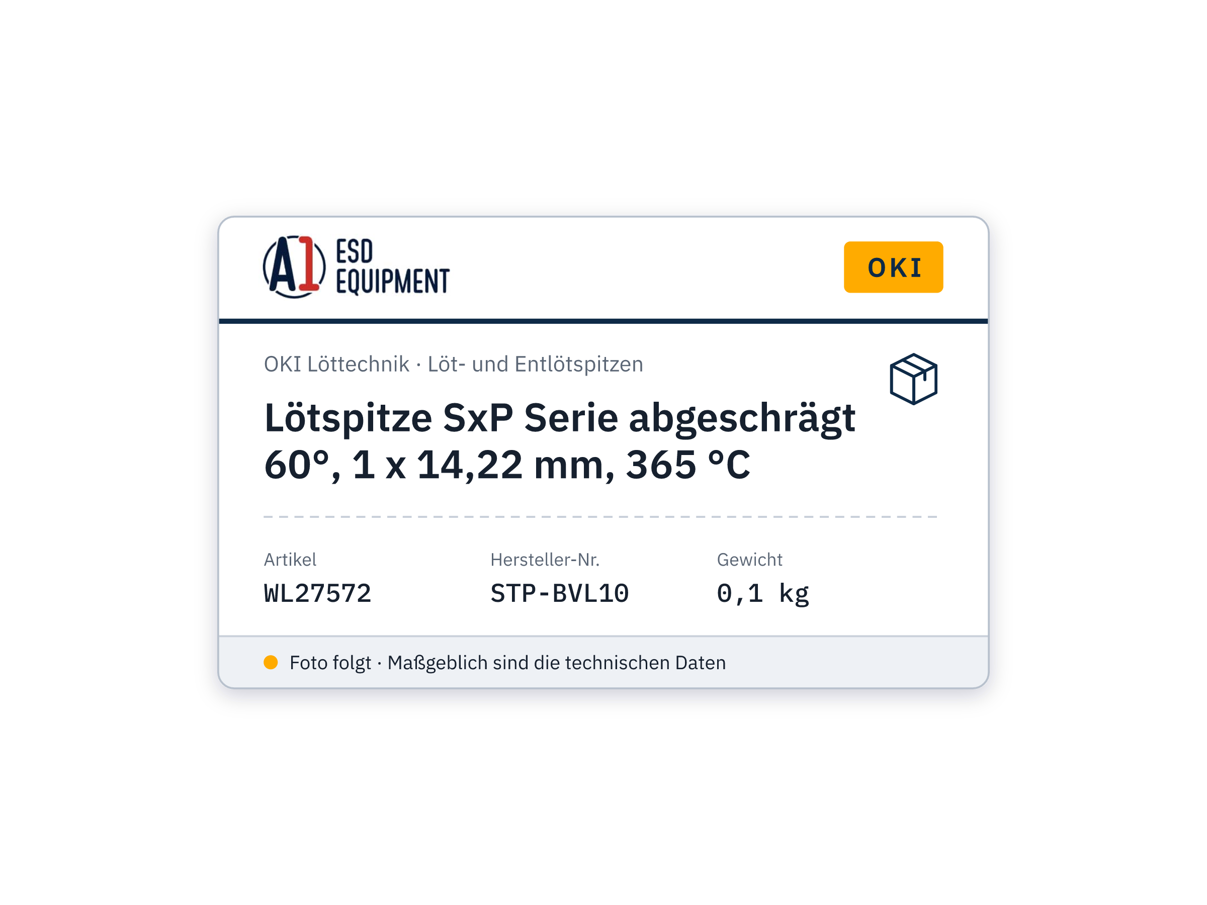 Lötspitze SxP Serie abgeschrägt 60°, 1 x 14,22 mm, 365 °C - Oki STP-BVL10