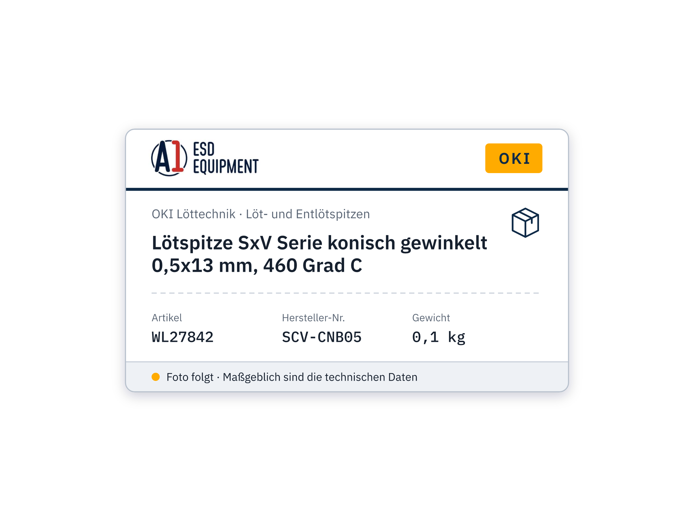 Lötspitze SxV Serie konisch gewinkelt 0,5x13 mm, 460 Grad C - Oki SCV-CNB05