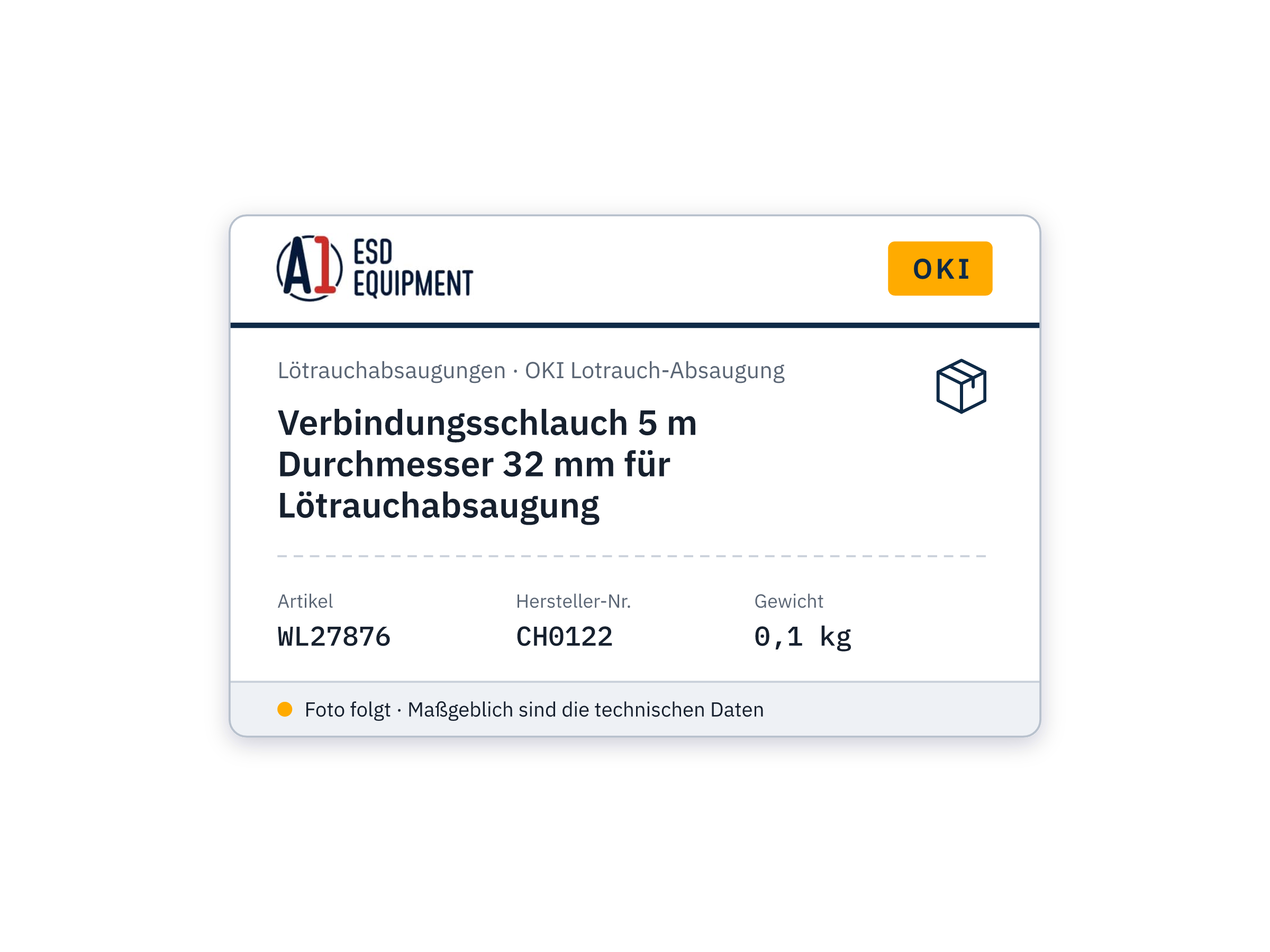 Verbindungsschlauch 5 m Durchmesser 32 mm für Lötrauchabsaugung - Oki CH0122