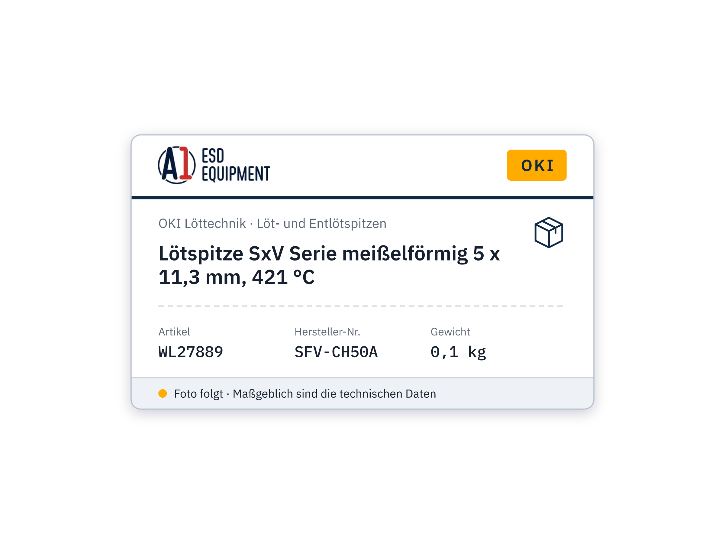Lötspitze SxV Serie meißelförmig 5 x 11,3 mm, 421 °C - Oki SFV-CH50A