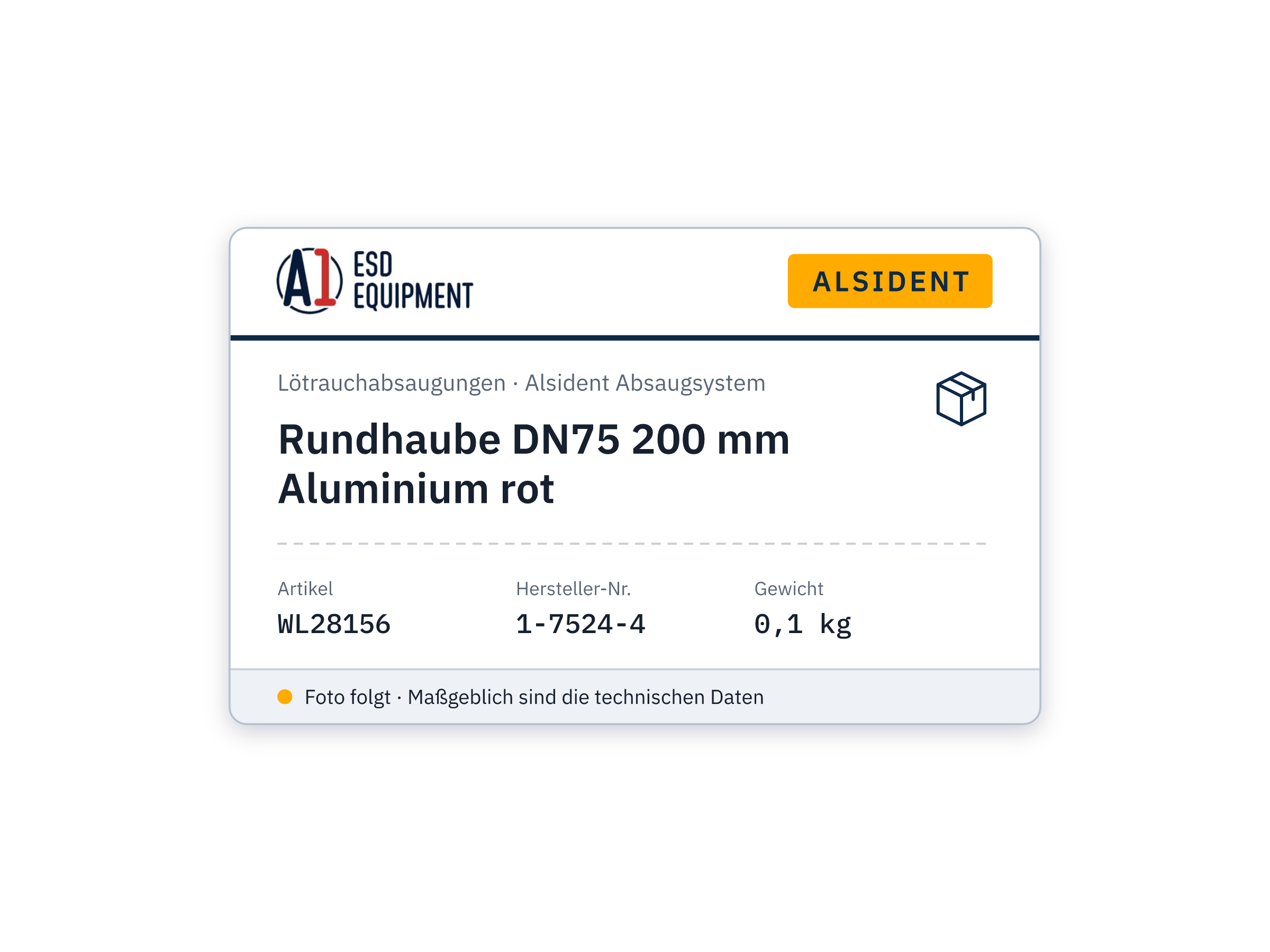 Rundhaube DN75 200 mm Aluminium rot - Alsident 1-7524-4
