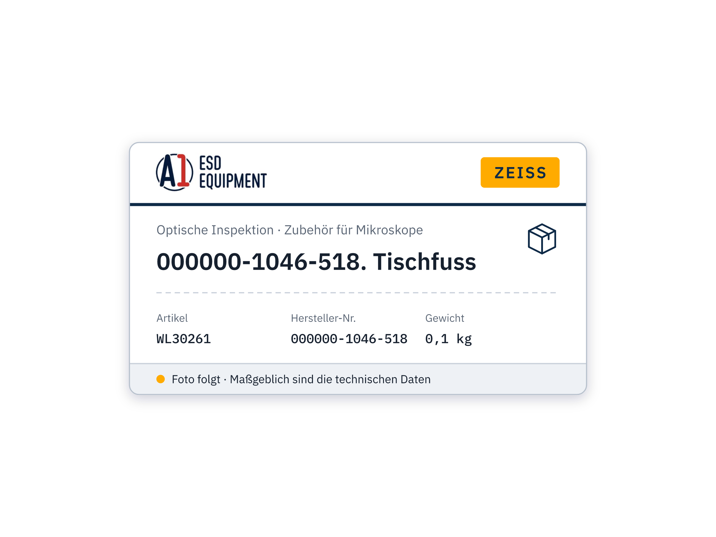 Zeiss 000000-1046-518. Tischfuss