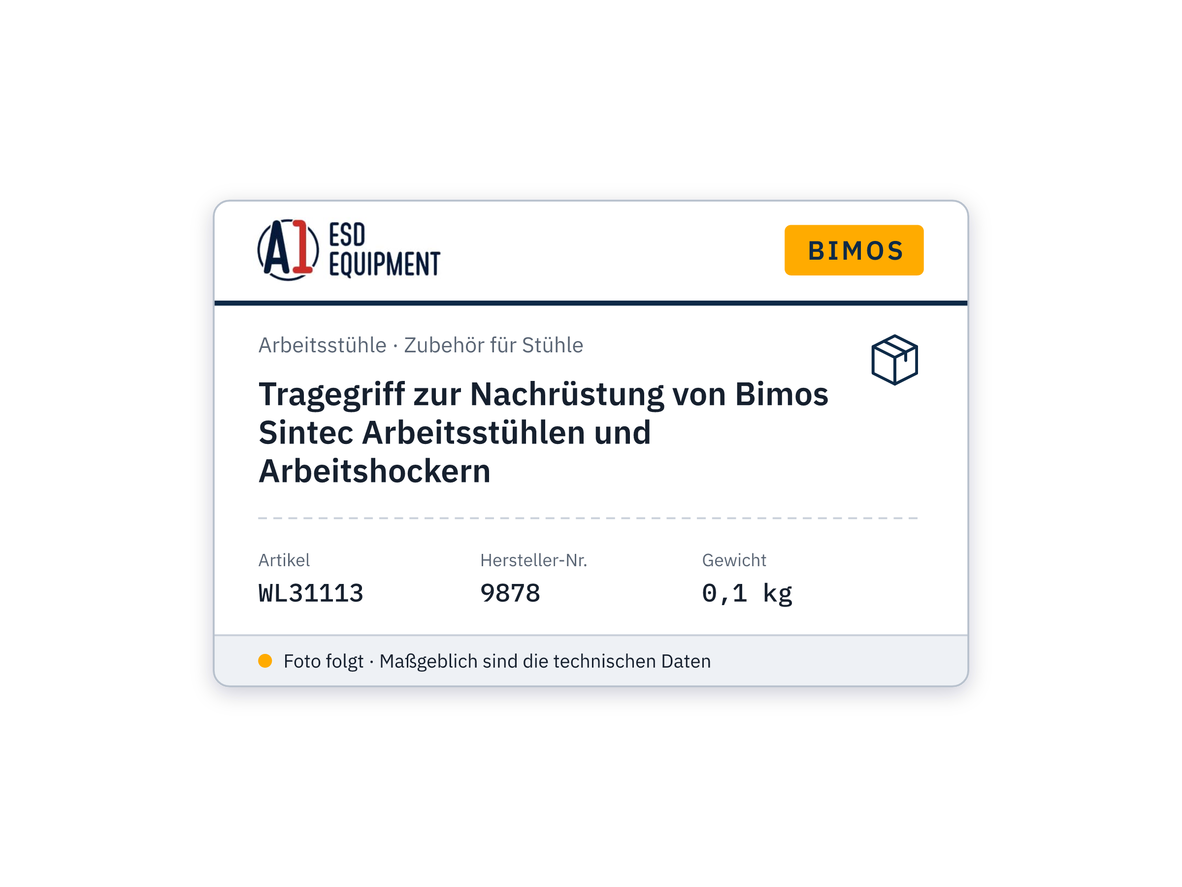 Tragegriff zur Nachrüstung von Bimos Sintec Arbeitsstühlen und Arbeitshockern - Bimos 9878