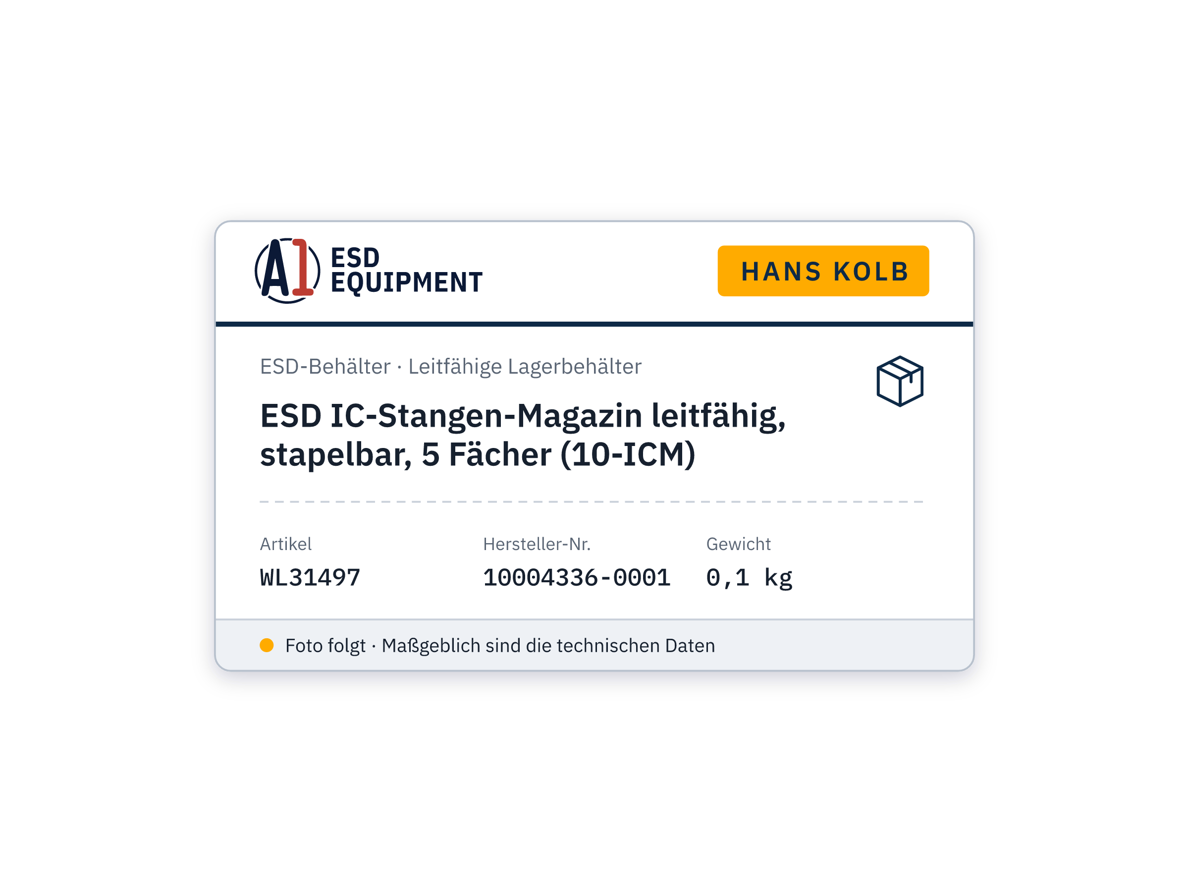ESD IC tube magazine conductive, stackable, 5 compartments (10-ICM) - Hans Kolb 10004336-0001