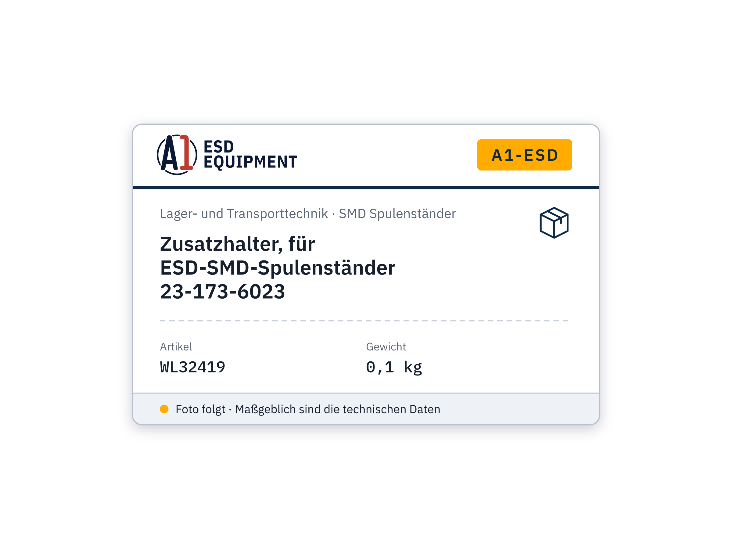 Support supplémentaire, pour support de bobines SMD ESD 23-173-6023