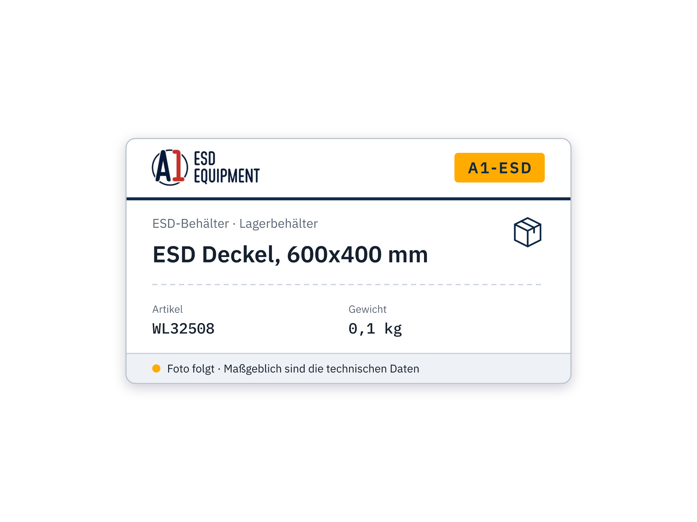 ESD Deckel, 600x400 mm