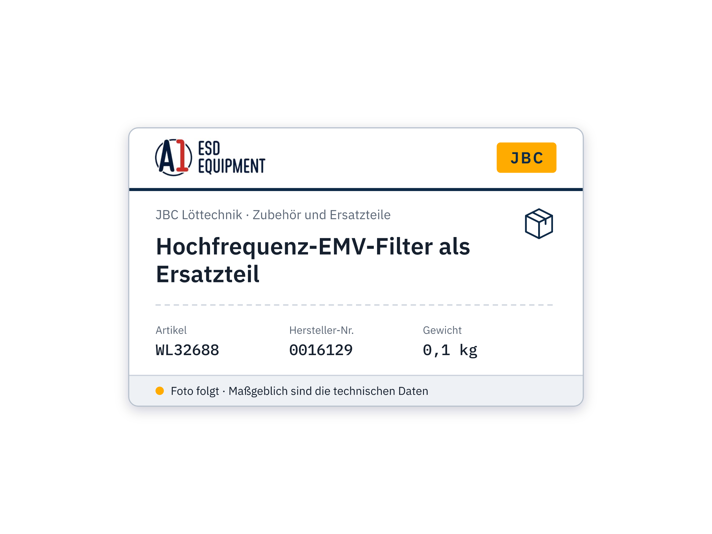 Filtre CEM haute fréquence, pièce de rechange - JBC 0016129