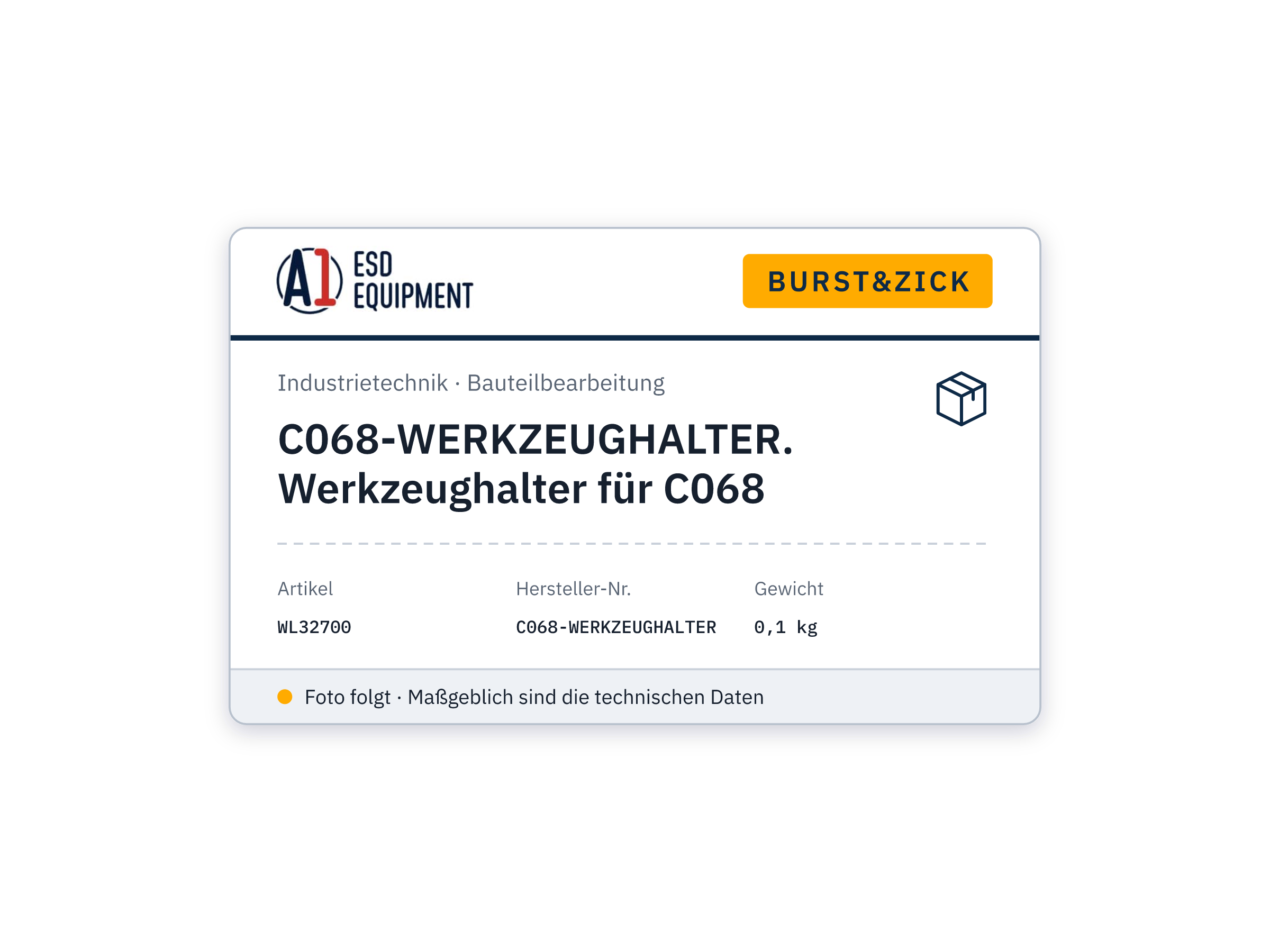 Burst&Zick C068-WERKZEUGHALTER. Werkzeughalter für C068