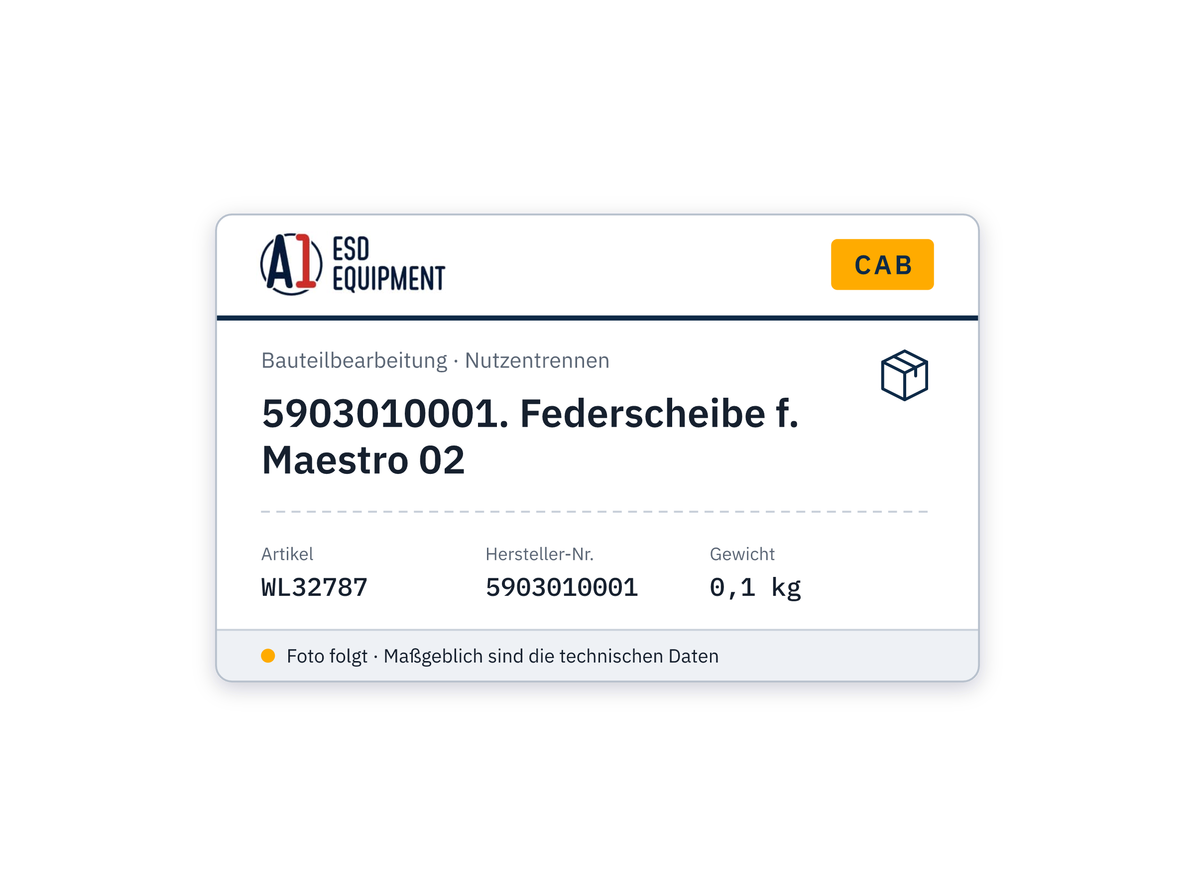 Cab 5903010001. Federscheibe f. Maestro 02