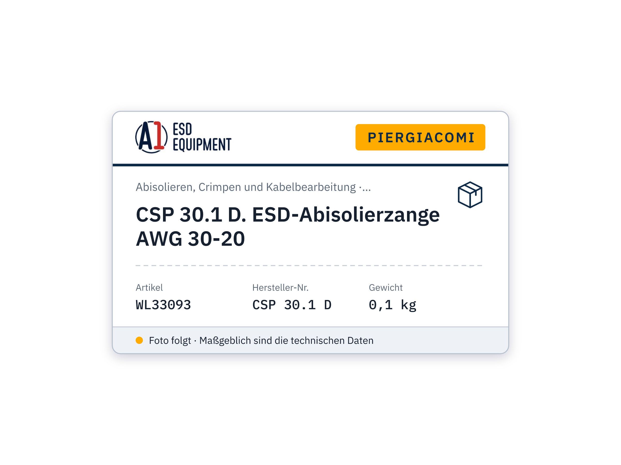 Piergiacomi CSP 30.1 D. Pince à dénuder ESD AWG 30-20