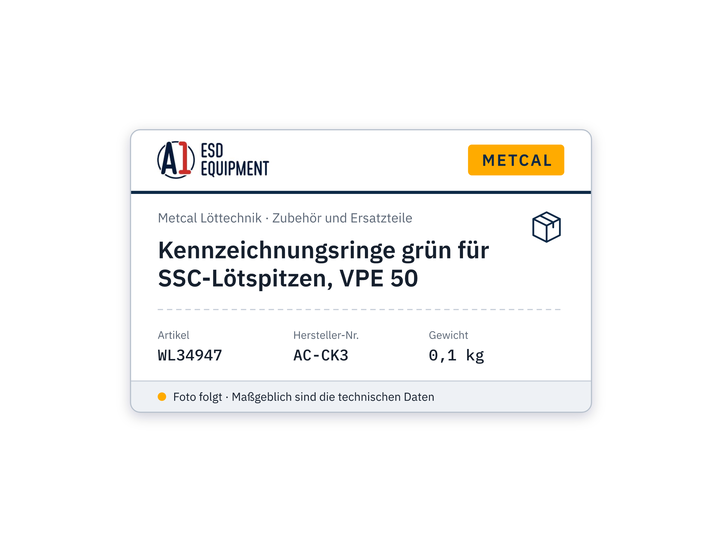 Kennzeichnungsringe grün für SSC-Lötspitzen, VPE 50 - Metcal AC-CK3