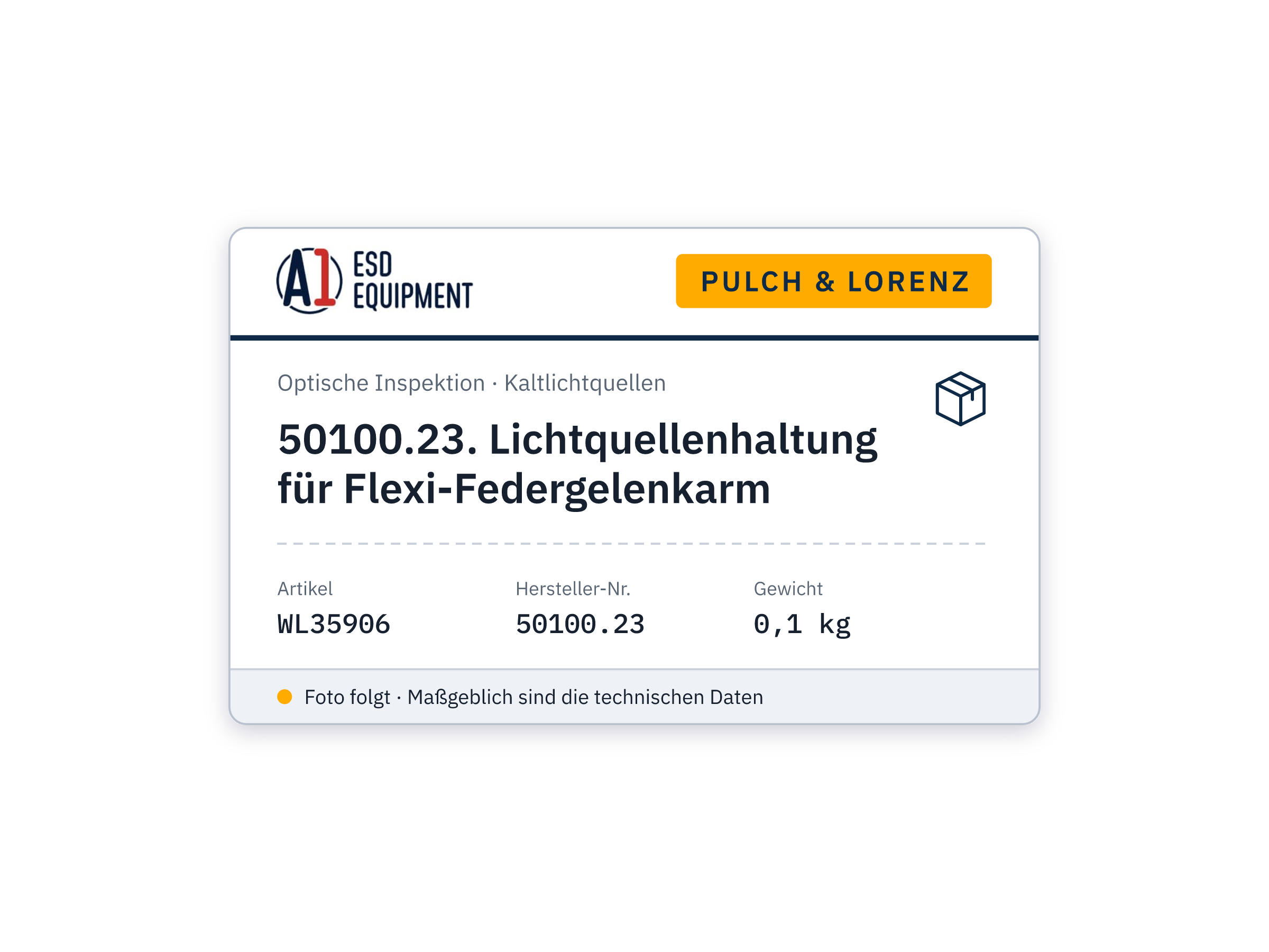 Pulch & Lorenz 50100.23. Lichtquellenhaltung für Flexi-Federgelenkarm