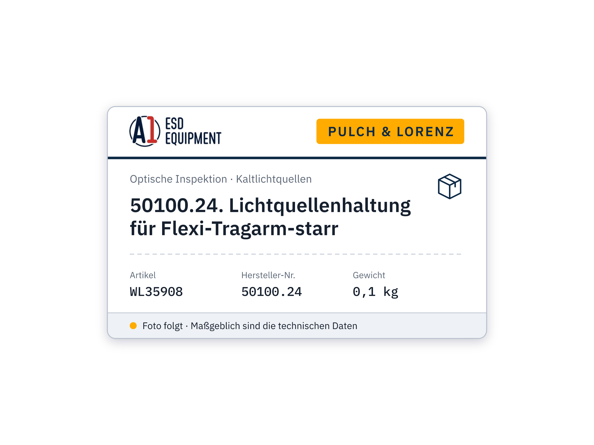 Pulch & Lorenz 50100.24. Lichtquellenhaltung für Flexi-Tragarm-starr