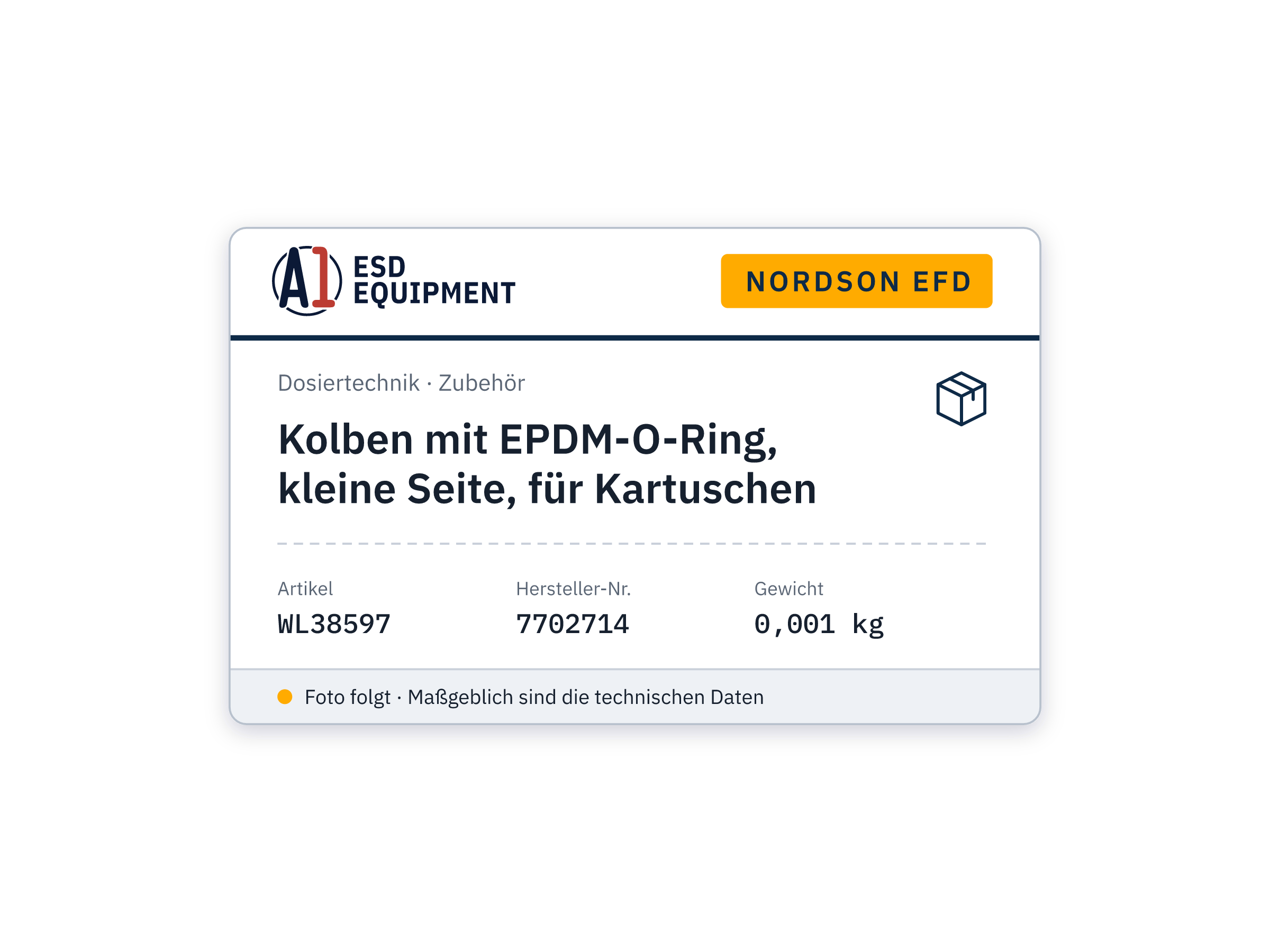 Kolben mit EPDM-O-Ring, kleine Seite, für Kartuschen - Nordson EFD 7702714