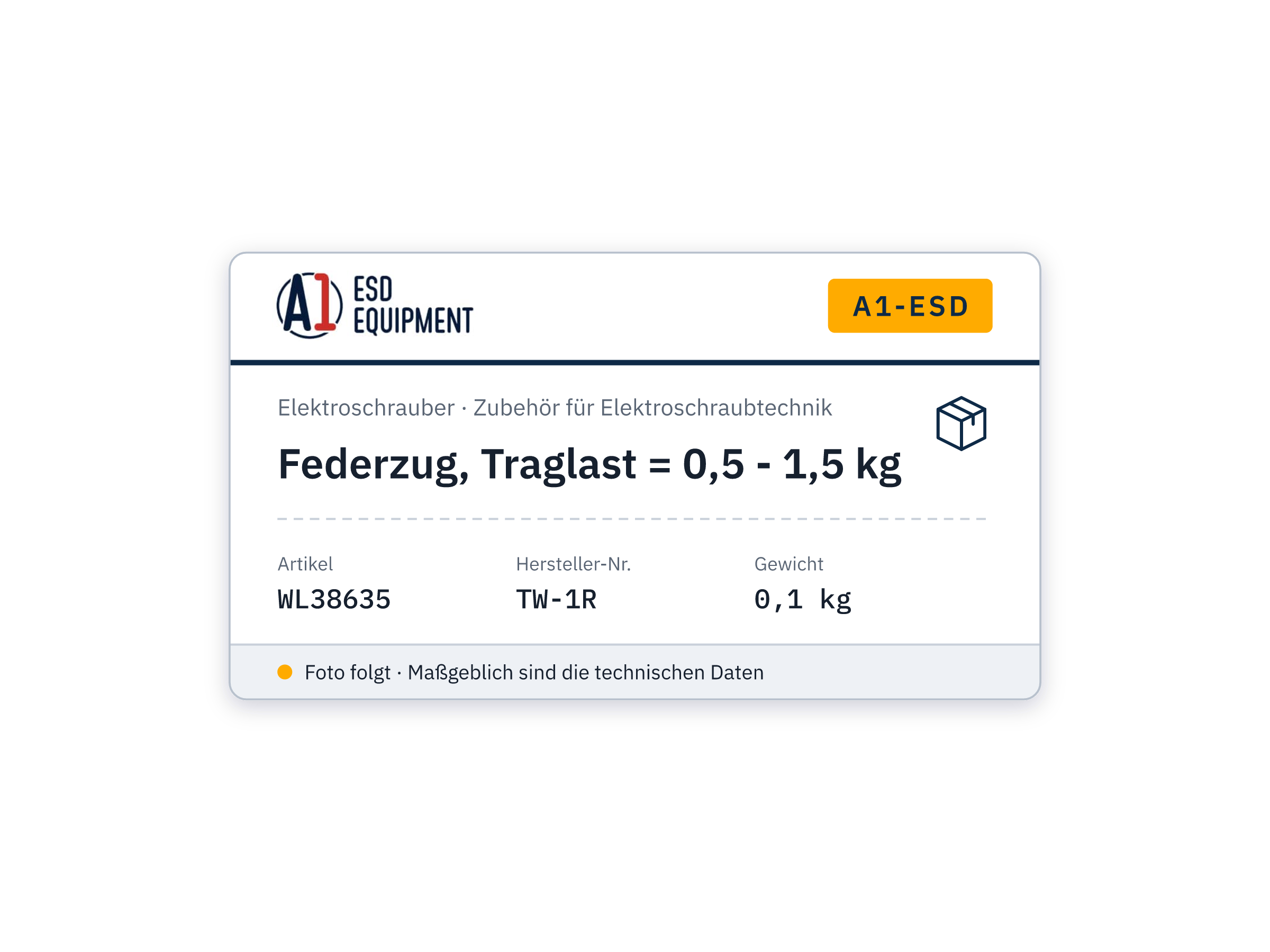 Federzug, Traglast = 0,5 - 1,5 kg