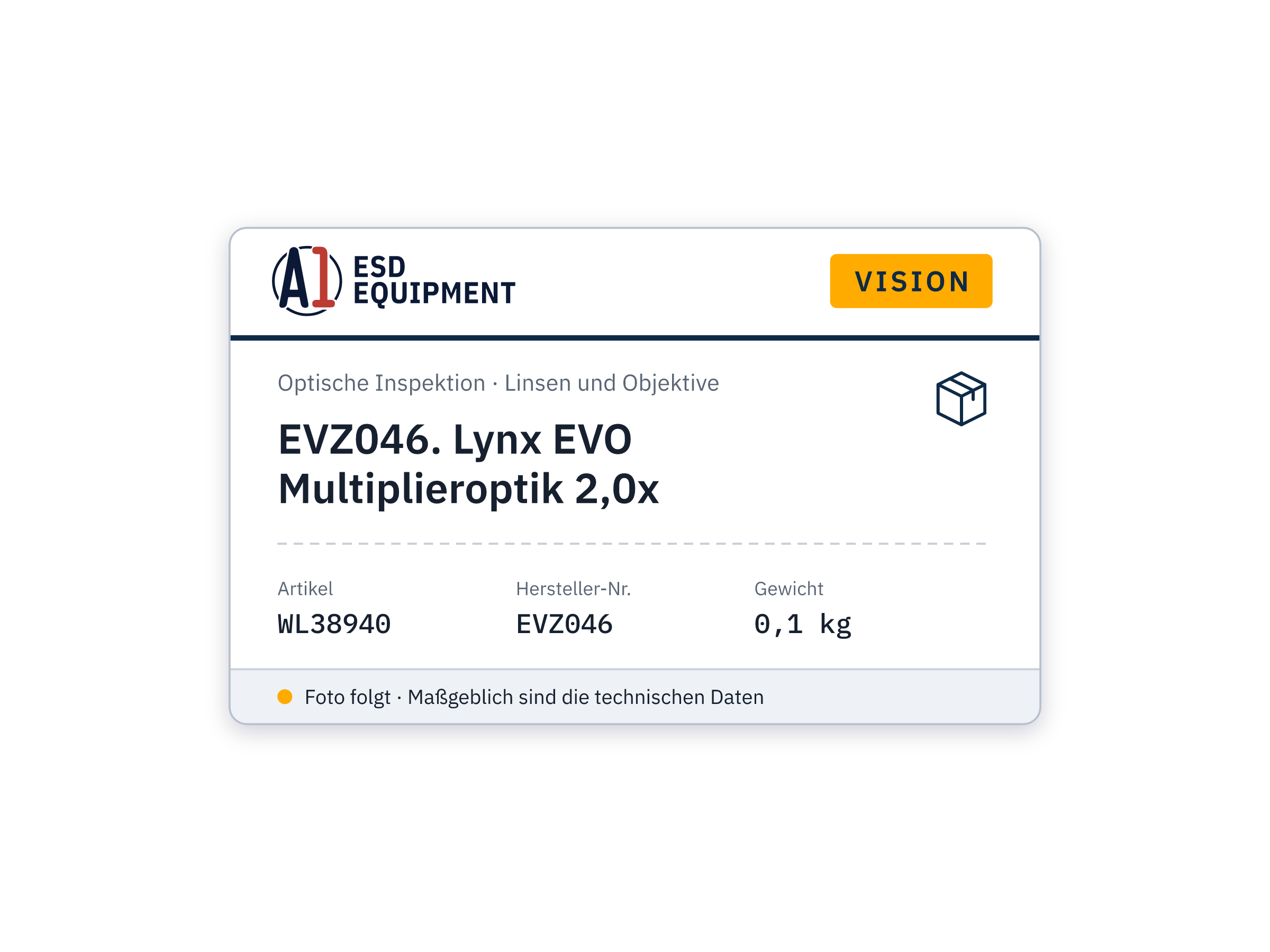 Vision EVZ046. Optique multiplicateur LynxEVO 2,0x