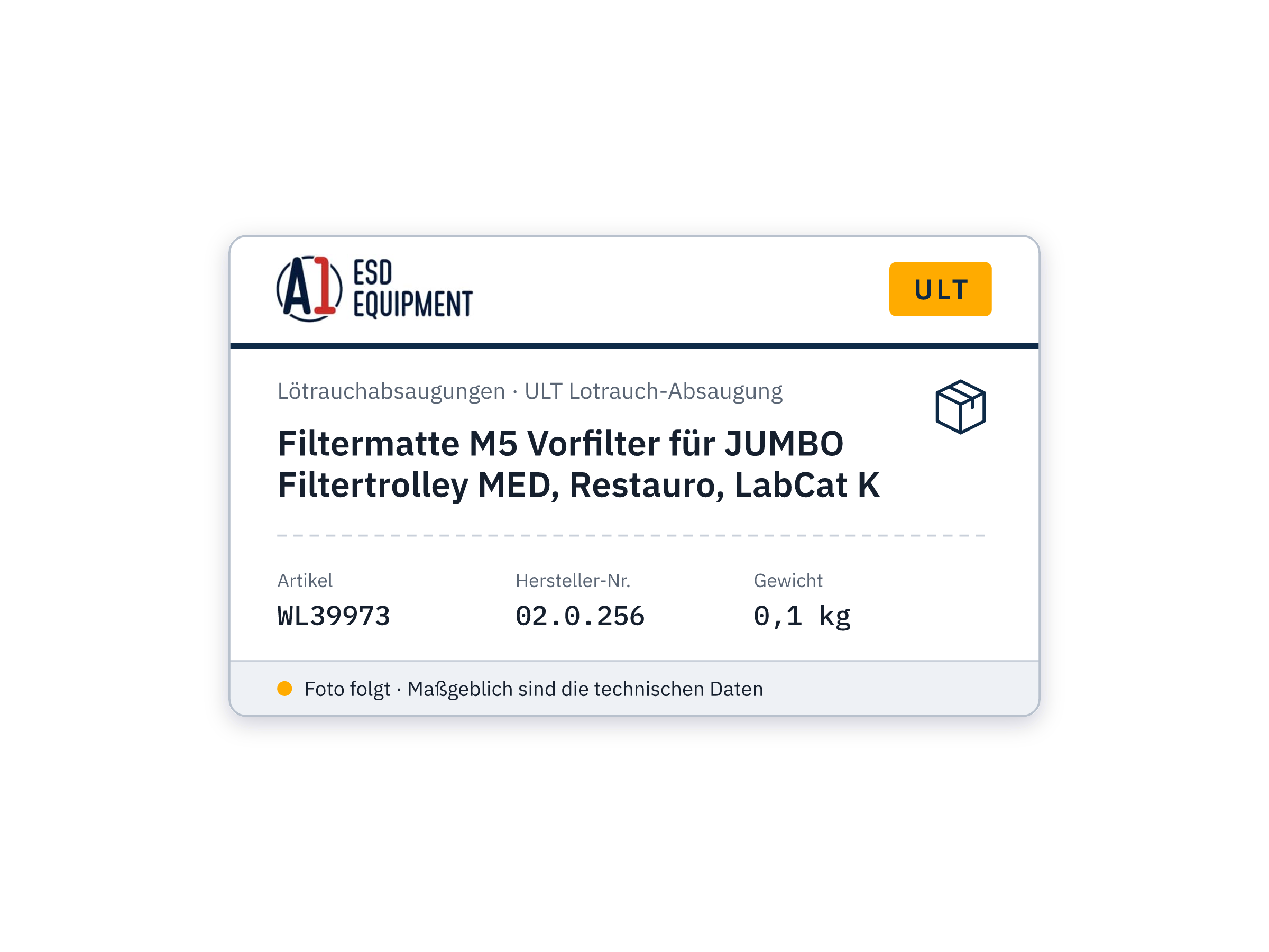 Filtermatte M5 Vorfilter für JUMBO Filtertrolley MED, Restauro, LabCat K - ULT 02.0.256