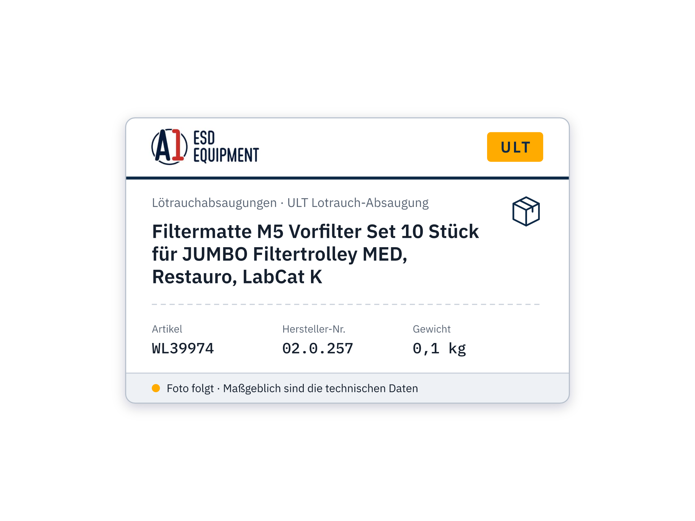 Filter mat M5 prefilter set of 10 for JUMBO Filtertrolley MED, Restauro, LabCat K - ULT 02.0.257