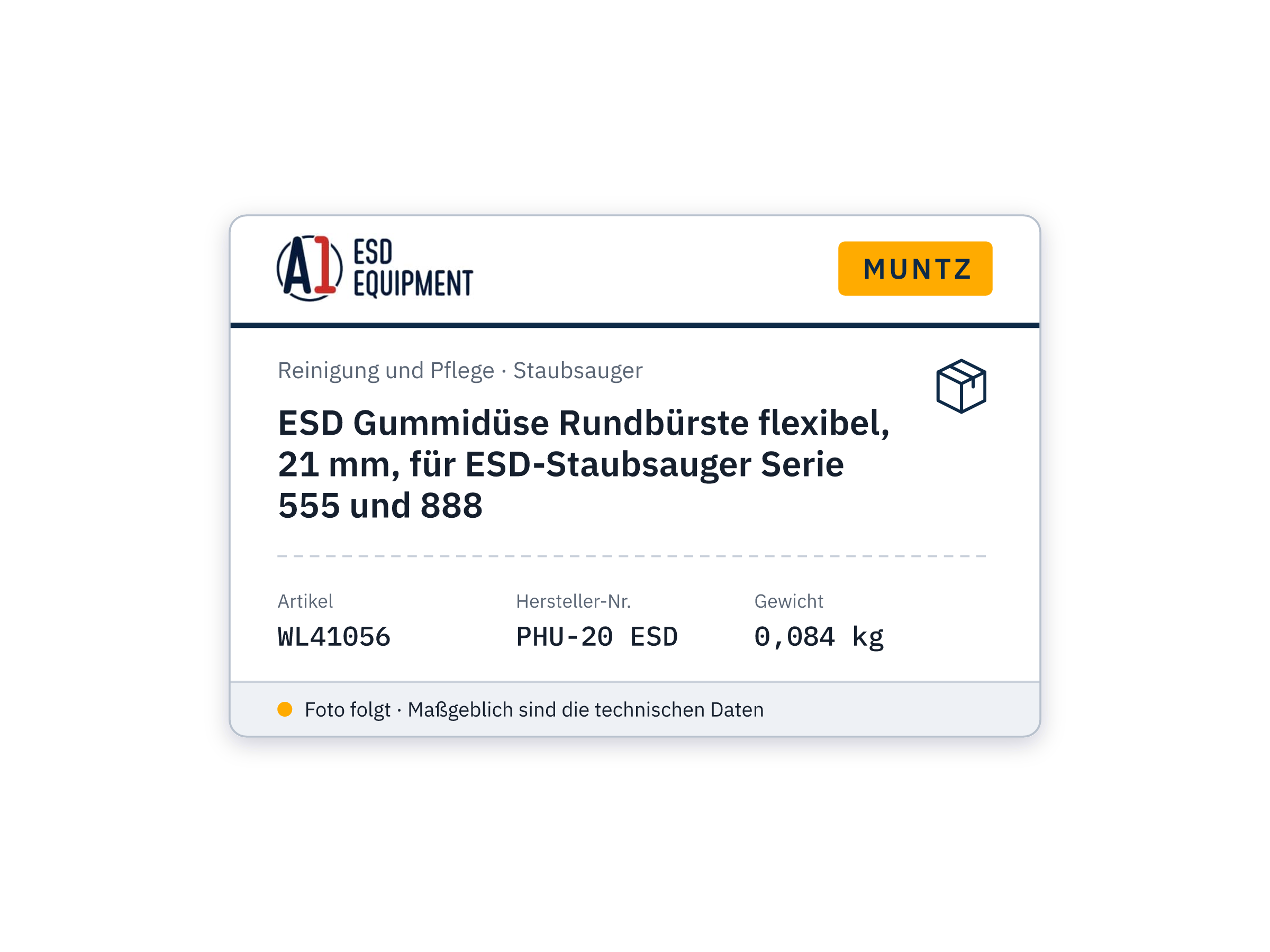 ESD Gummidüse Rundbürste flexibel, 21 mm, für ESD-Staubsauger Serie 555 und 888 - Muntz PHU-20 ESD