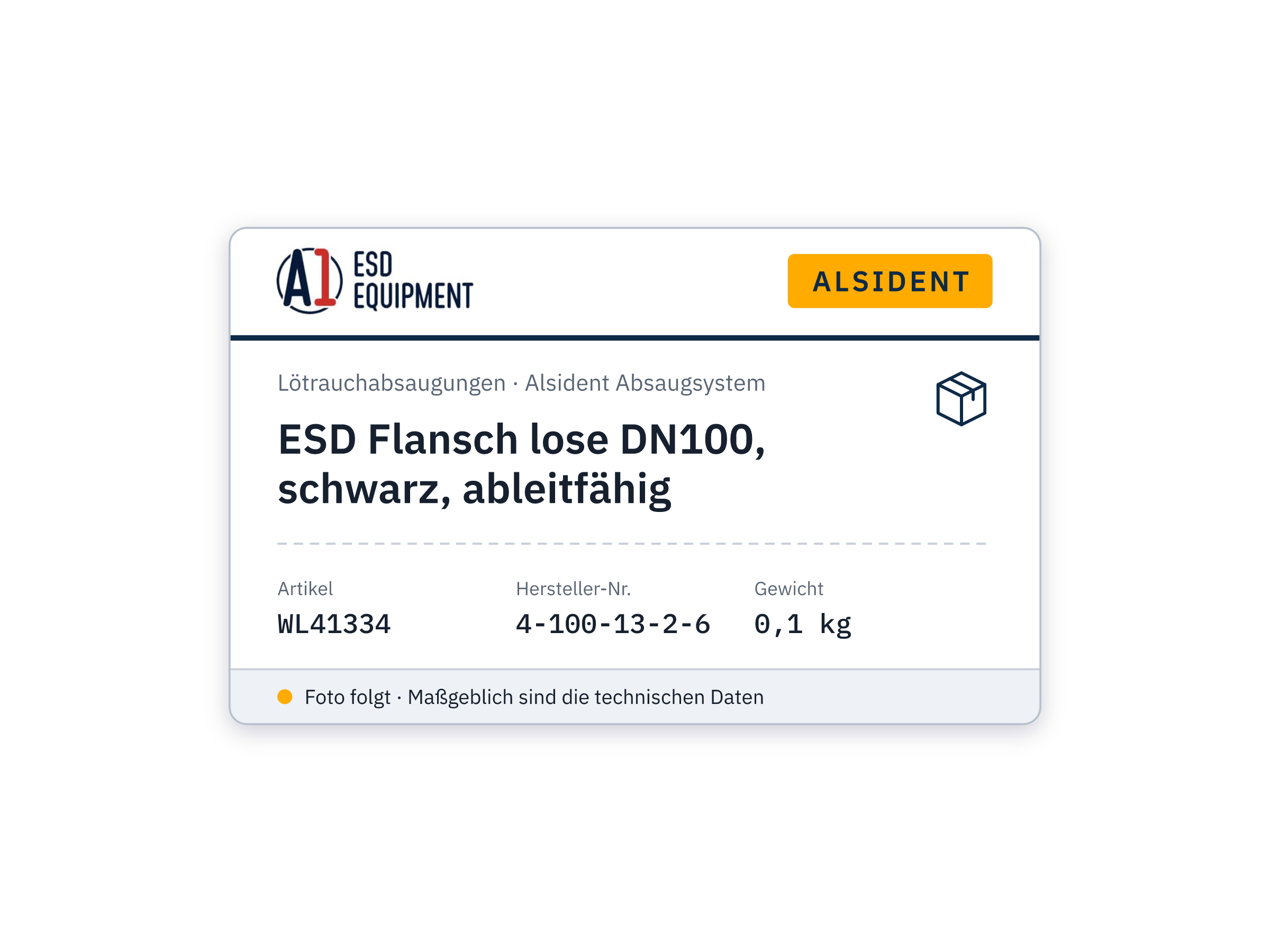 ESD Flansch lose DN100, schwarz, ableitfähig - Alsident 4-100-13-2-6