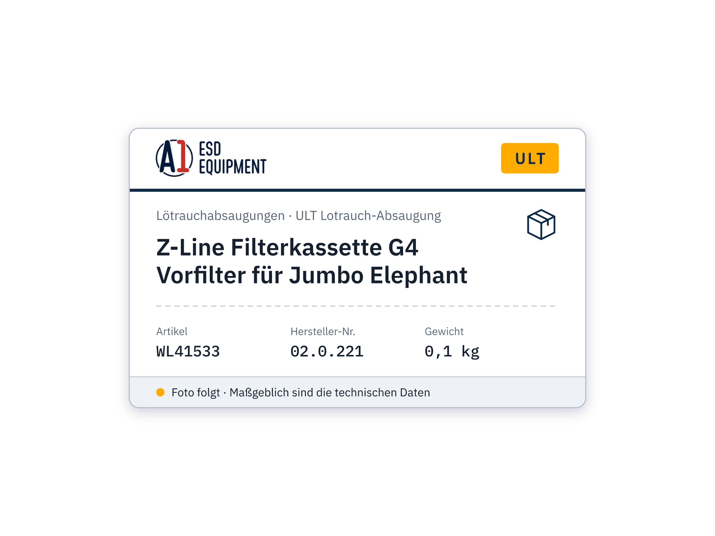 Cassette filtrante Z-Line G4 préfiltre pour Jumbo Elephant - ULT 02.0.221